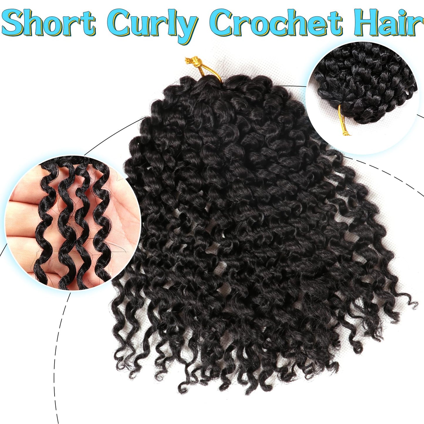 6 Inch Short Passion Twist Hair 8 Bundles Marlybob Crochet Hair Kinky Curly Crochet Hair for Black Women (8Bundles6 Inch, 1B#)