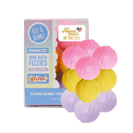 Fizz and Bubble, Mini Bath Fizzies, 9.5oz (12-pack) - Scented Bath Bombs, Moisturizing for Dry Skin, Soothing, Relaxing, Handmade Gift Ideas for Her (Lavender Chamomile)