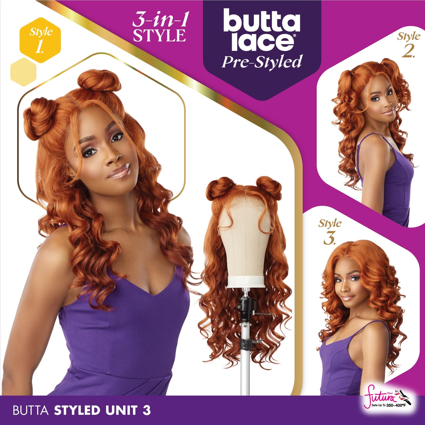 Sensationnel Butta pre-styled lacefront wigs - unit 3 glueless hand tied deep lace part synthetic preplucked wig - Butta prestyled unit 3 (1 JETBLACK)