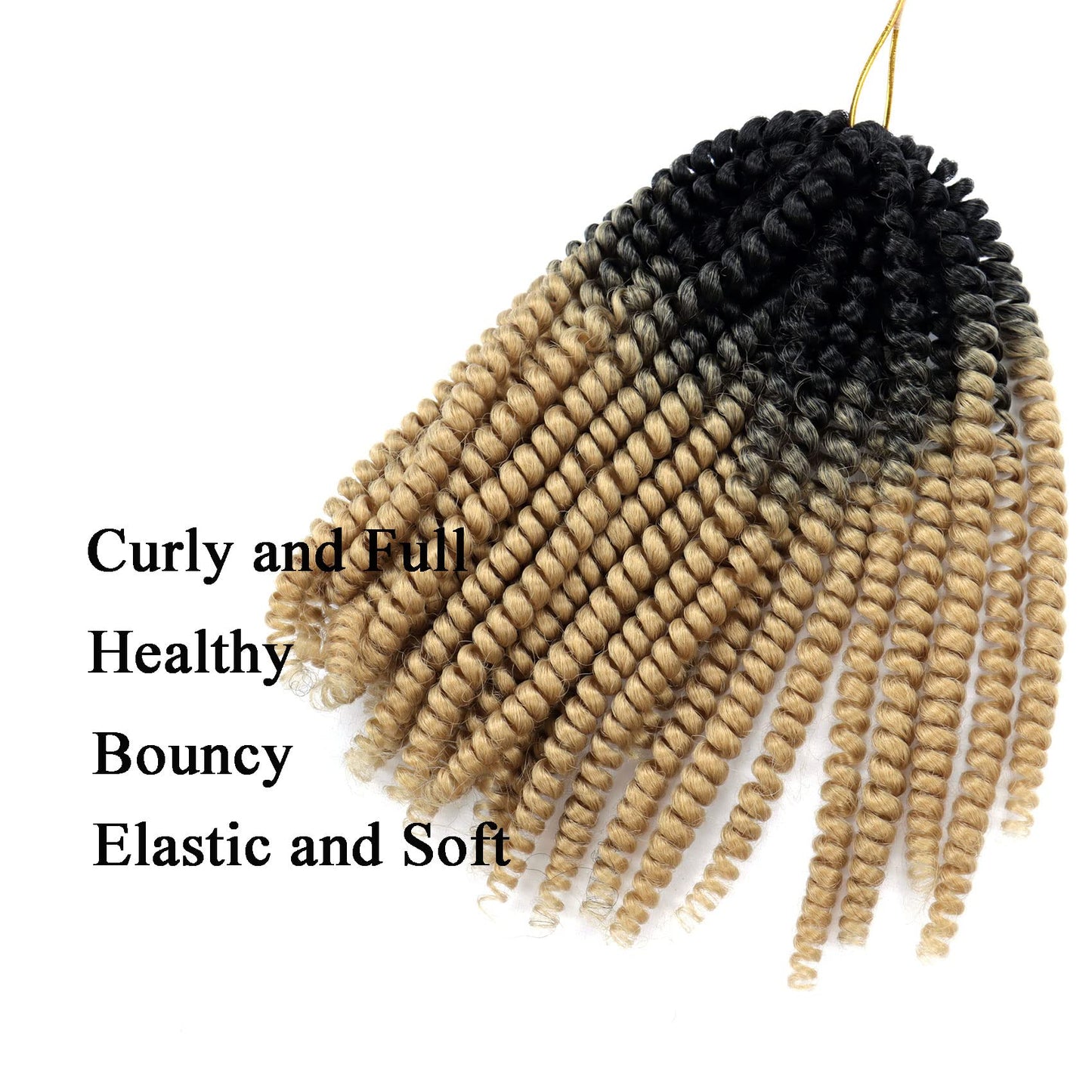 6 Packs Spring Twist Hair Blonde 8 Inch Spring Twist Crochet Hair Fluffy Spring Twist Synthetic Fiber Bomb Twist Crochet Braids Low Temperature Twist Crochet Hair for Black Women(OT27)