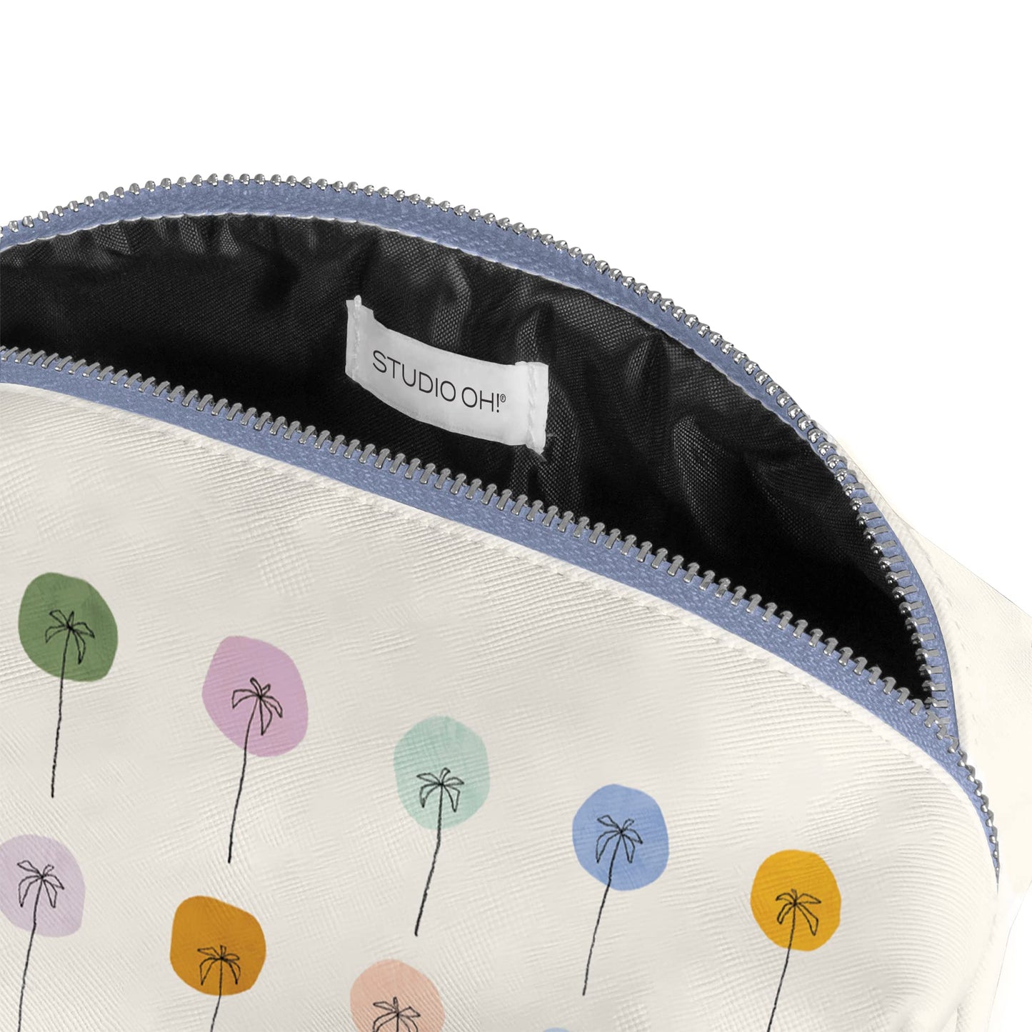 Studio Oh! Cosmetic Bag for Makeup & Toiletries Dotted Palms - Fully Lined, Spacious Size: 10" W x 4.25" H x 4.75" D Loaf Pouch with Full Zip Closure