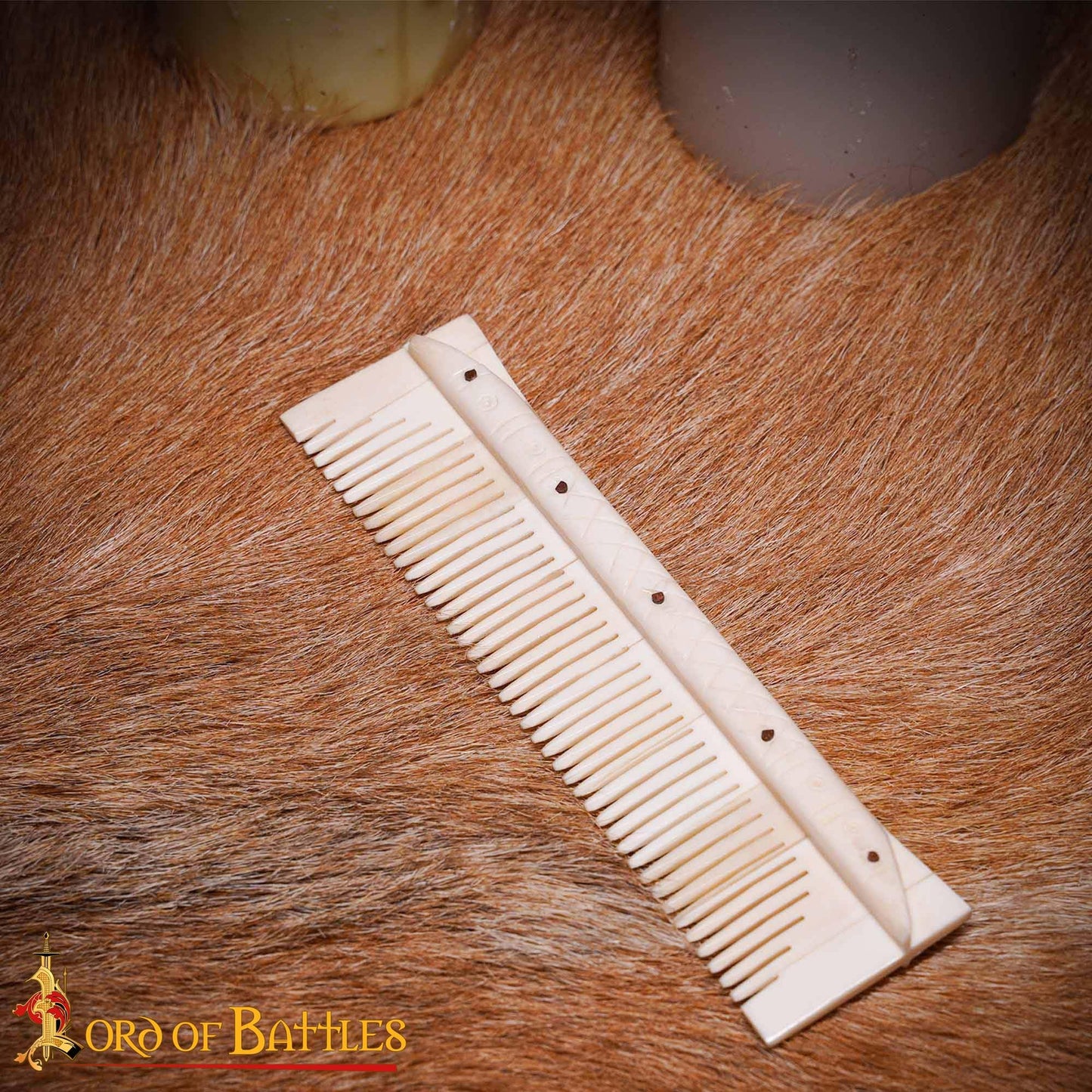 Lord of Battles Genuine Bone Comb Medieval Style Authentic Bone Comb 100% Handmade Durable Fine Tooth Anti-Static Massage Hair Comb Perfect for Him/Her