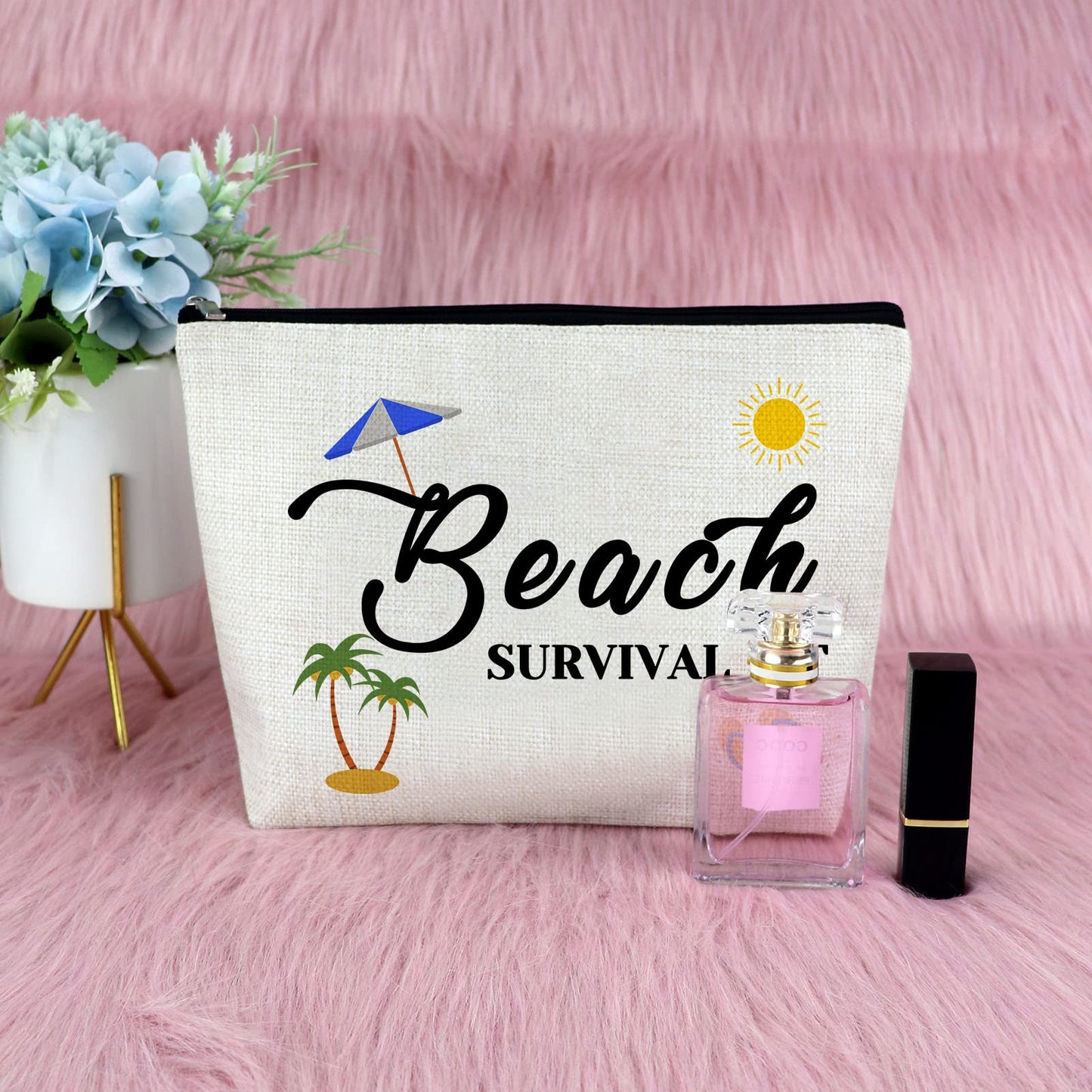 Sfodiary 2Pcs Beach Lover Gift Makeup Bags Beach Gift for Women Beach Themed Gifts for Friends Vacation Gift for Sister Bestie Cosmetic Bags Birthday Christmas Graduation Gift Travel Cosmetic Pouch