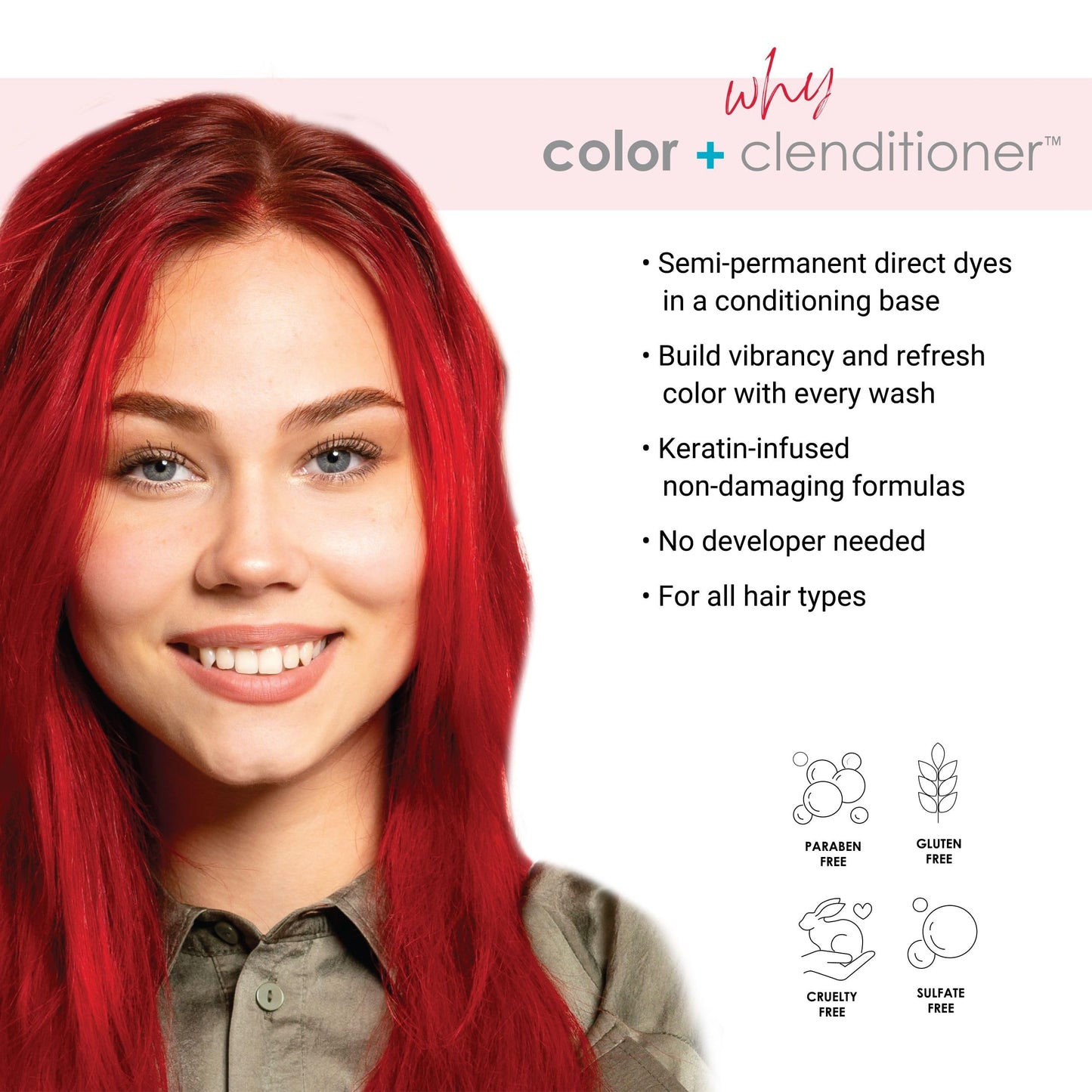 Keracolor Clenditioner RED Hair Dye - Semi Permanent Hair Color Depositing Conditioner, Cruelty-free, 12 Fl. Oz.