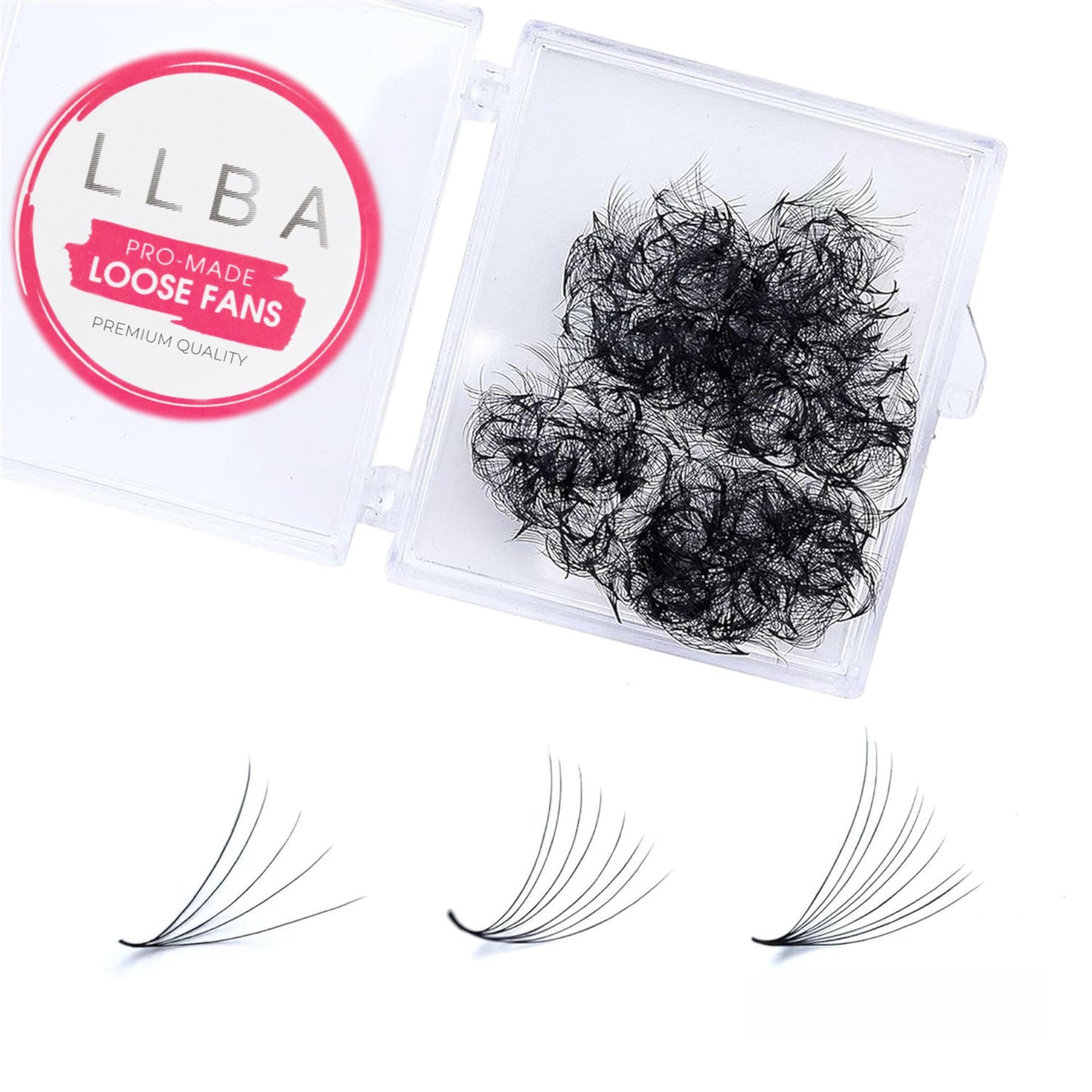 LLBA Promade Fans | Handmade Volume Eyelashes | Multi Selections From 3D To 16D | C CC D DD L M Curl | Thickness 0.03 ~ 0.1 mm | 8 - 20mm Length | Long Lasting | Easy Application (6D-0.05 D 12 mm)