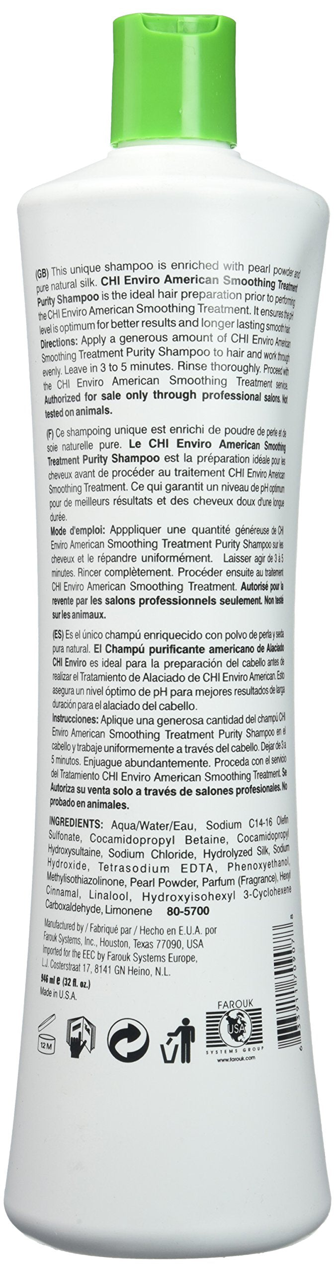 CHI Enviro American Smoothing Treatment Purity Shampoo, 32 Oz