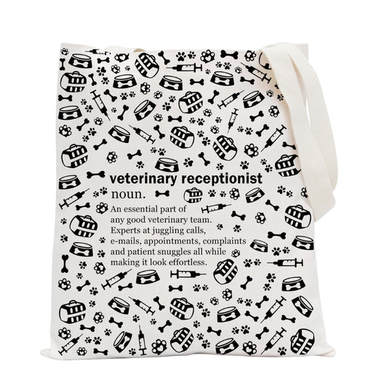 POFULL Veterinary Gift Vet Receptionist Definition Tote Bag Vet Clinic Gift (Veterinary Receptionist Tote Bag)