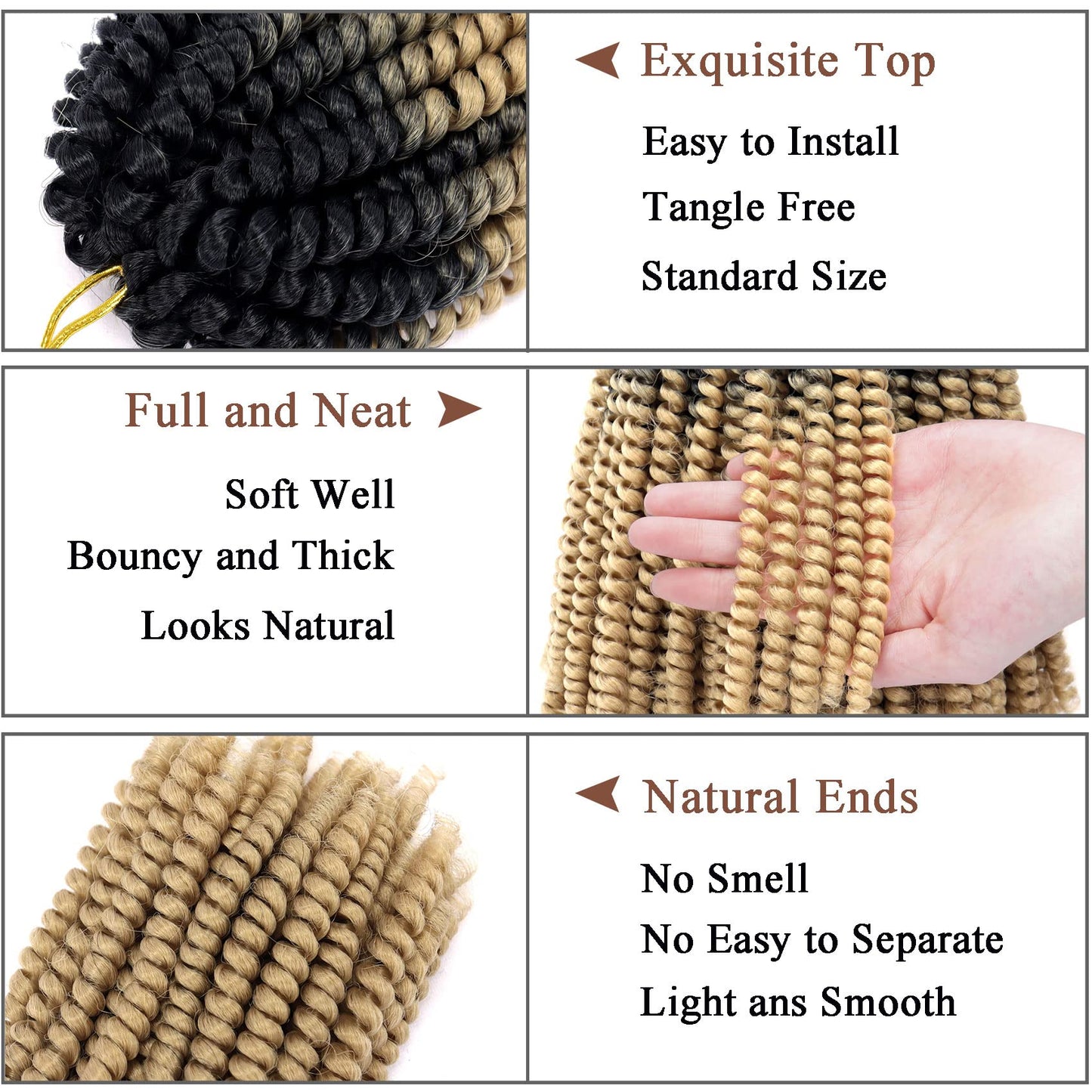 6 Packs Spring Twist Hair Blonde 8 Inch Spring Twist Crochet Hair Fluffy Spring Twist Synthetic Fiber Bomb Twist Crochet Braids Low Temperature Twist Crochet Hair for Black Women(OT27)