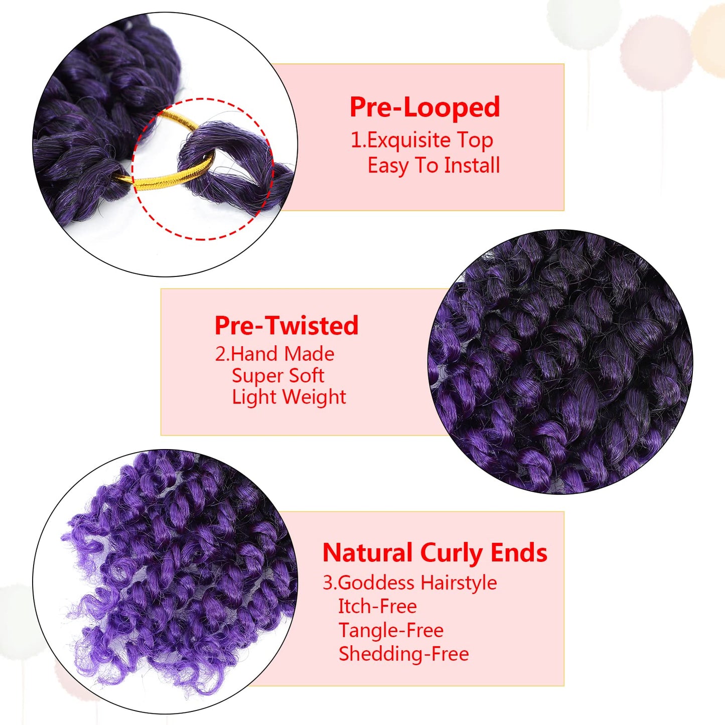 Fulcrum Passion Twist Crochet Hair 10 Inch, 8 Packs Pre Looped Passion Twist Hair, Pre-Twisted Passion Twist Crochet Hair For Black Women (10Inch (Pack of 8), 1B/Purple#)