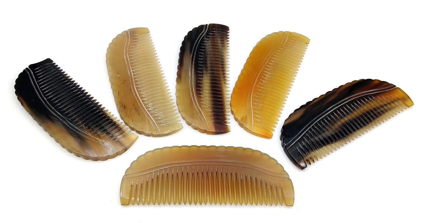 5MOONSUN5's Ox Horn Comb Premium Quality 100% Handmade Anti Static Natural Fine Horn Pocket Comb Without Handle- Professional Detangling Massage Fine tooth Comb A Great Gift - (4.5inch)