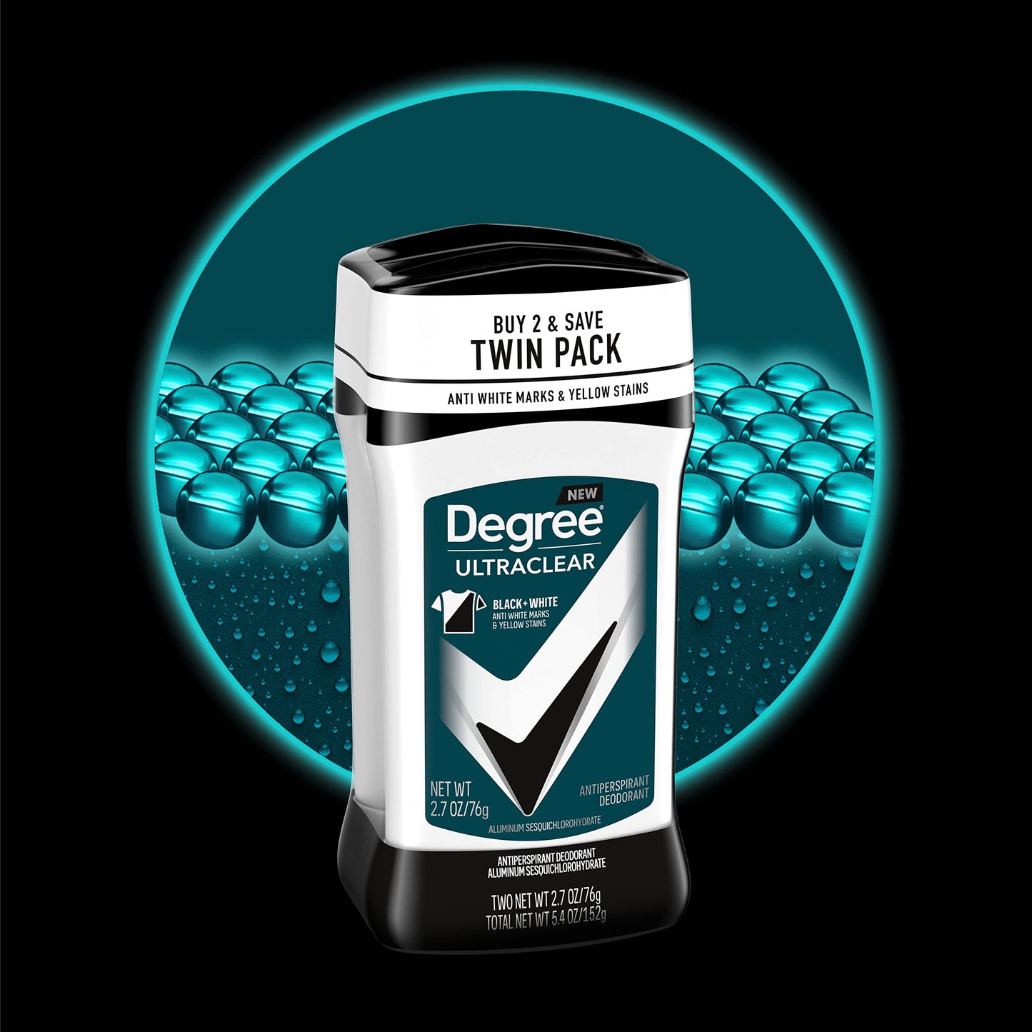 Degree Men UltraClear Black + White Antiperspirant Deodorant Pack of 4 Total 10.8 oz Stick with 72-Hour Sweat and Odor Protection