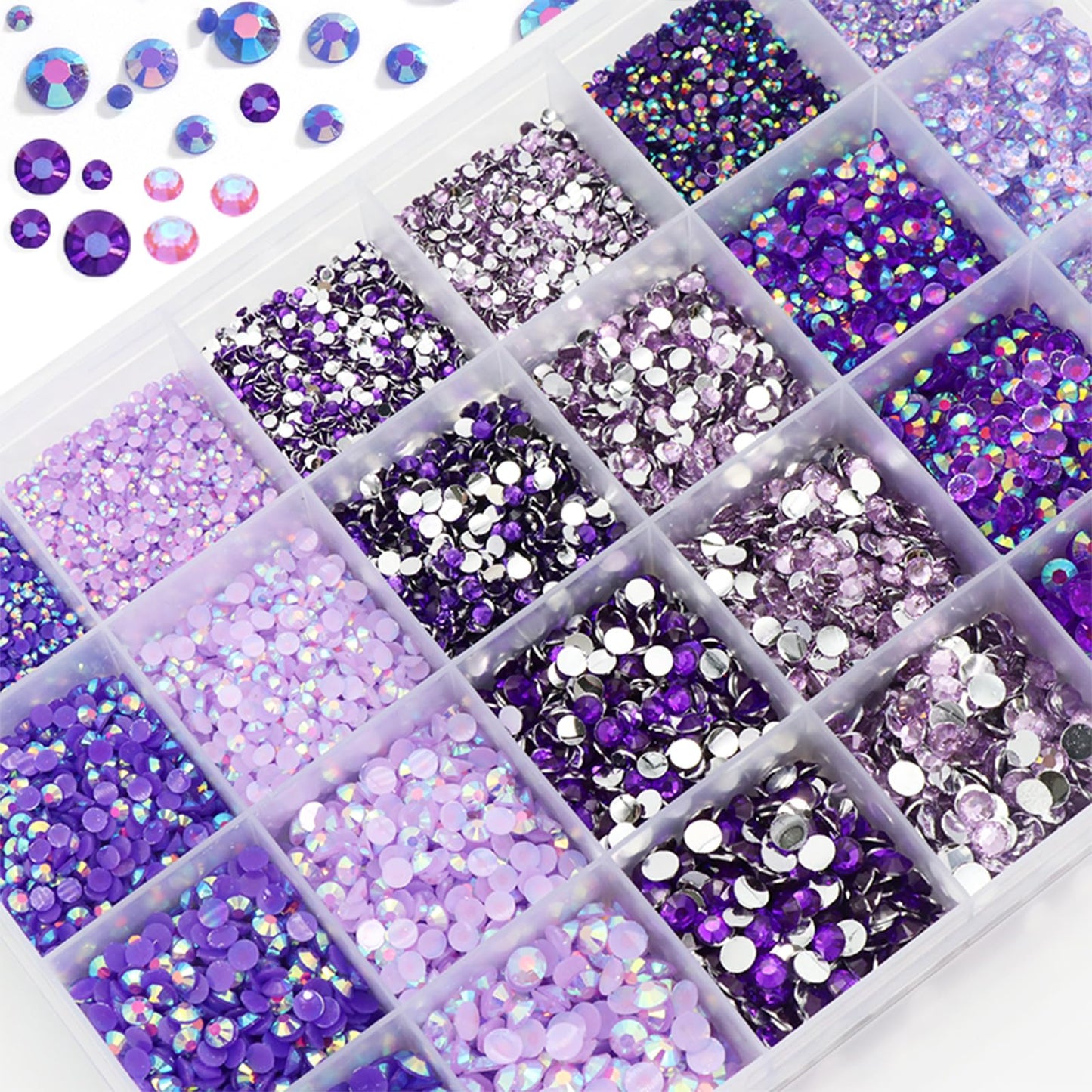 RODAKY Resin Rhinestones Kits 2/3/4/5mm Flatback Jelly Rhinestones Bulk Bedazzling Crystal Gems Beads Stone for Manicure DIY Crafts Mugs Bottles Tumblers Clothes Face Makeup (Purple)