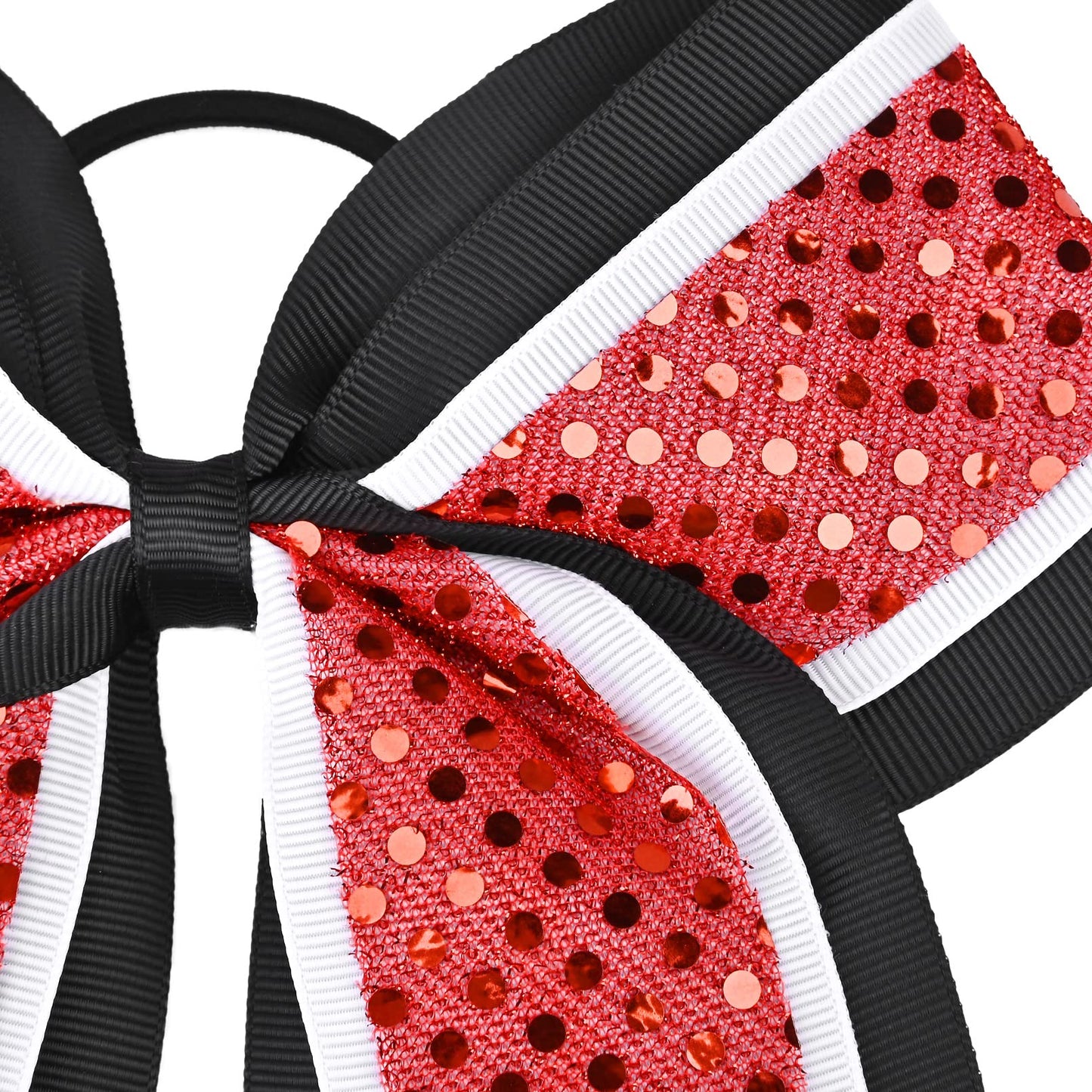 12 PCS 8" Large Glitter Cheer Bows Red Black Girl Hair Bows Sparkly Cheerleading Softball Team Bow Hair Accessories for cheerleaders football Competition Sports