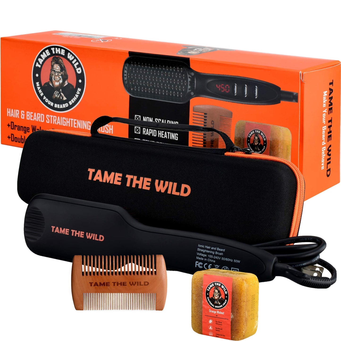 Tame's Elite Beard Straightener Brush and Tame's Beard Armor Heat Protector Spray - Bundle and Save