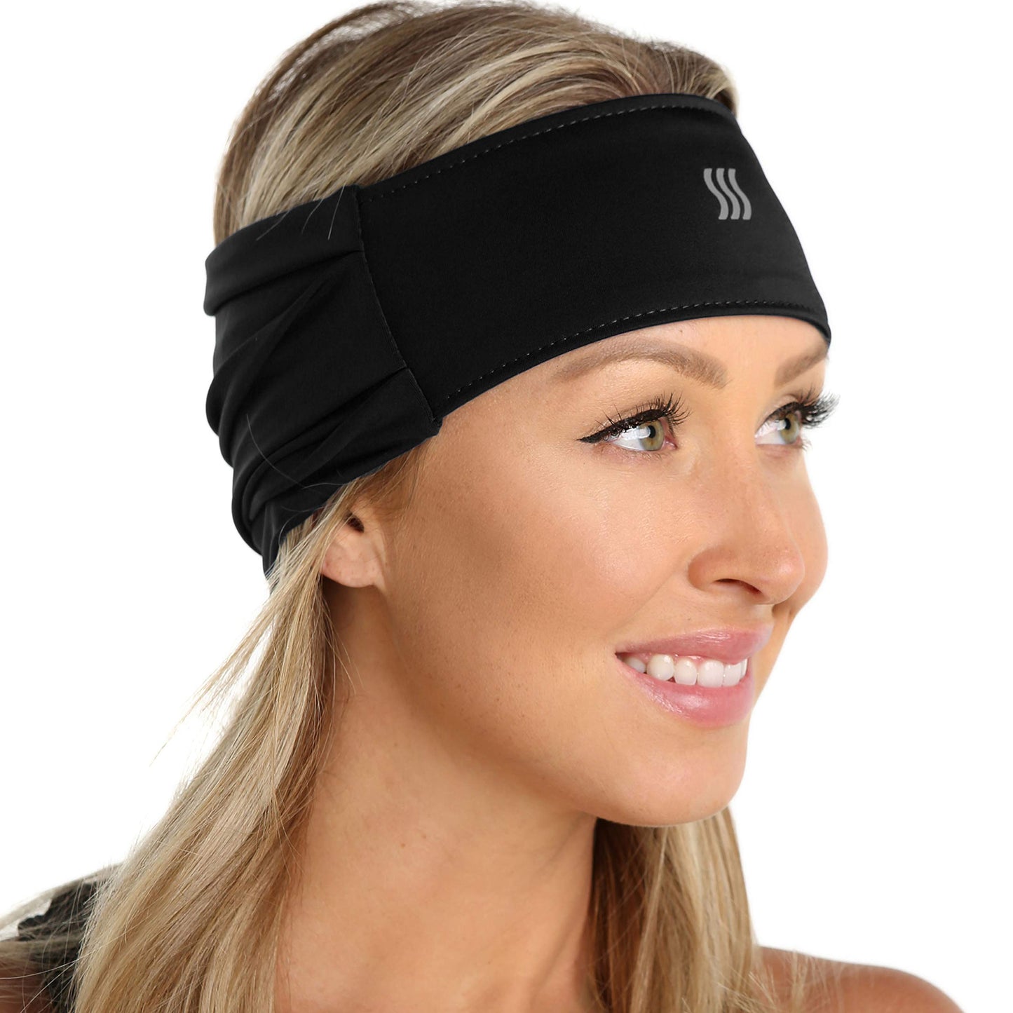 SAAKA X-Band. Extra Wide Headband for Women & Men. Running, Yoga, Workout & Sports. (Black)