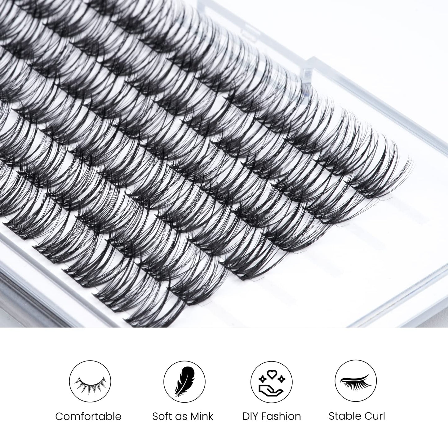 LANKIZ Lash Clusters,72pcs DIY Lash Extensions,12mm Individual Lashes Superfine Band, Soft & Natural Cluster Eyelash Extensions,DIY Eyelash Extension at Home