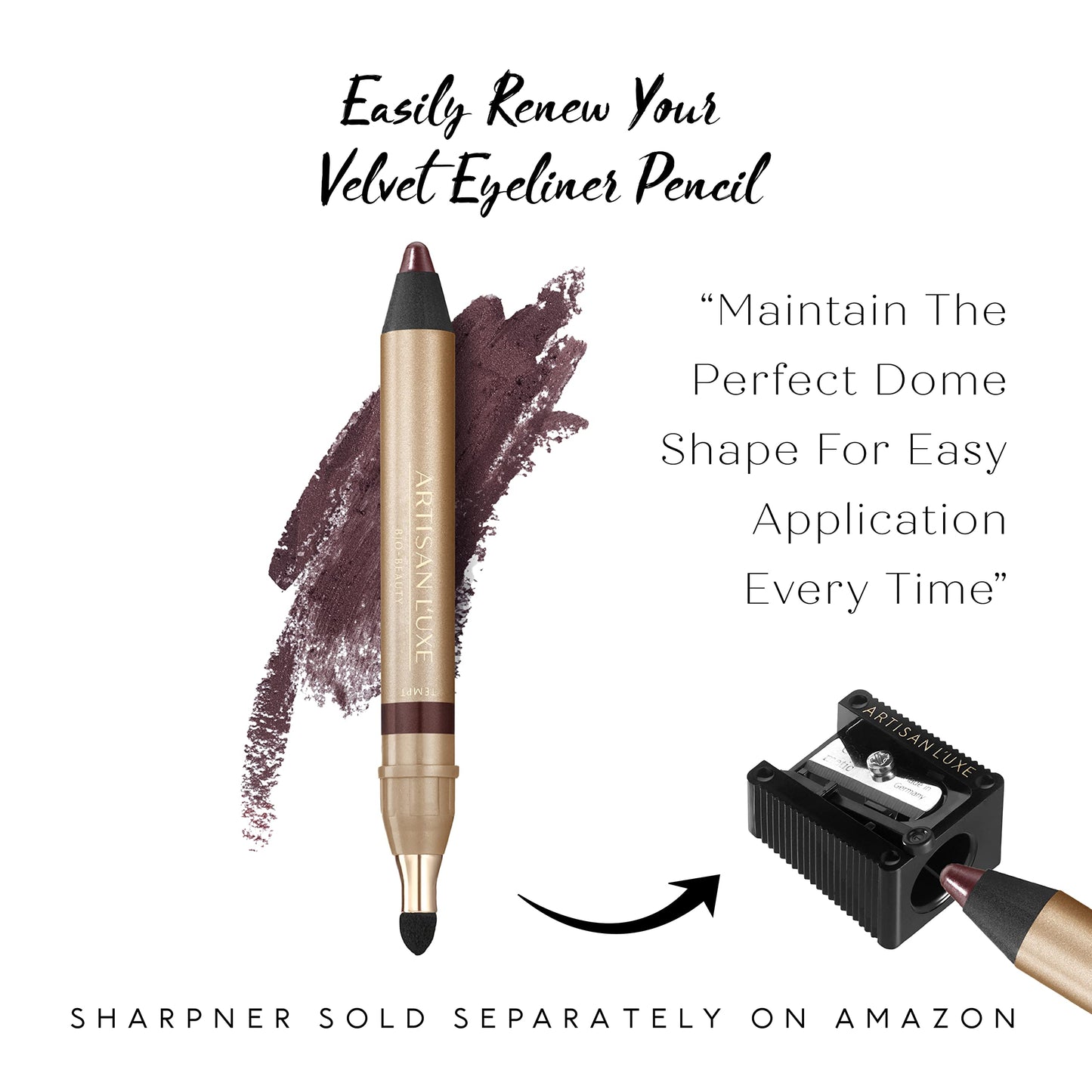 Artisan L'uxe Beauty Velvet Jumbo Eyeliner Pencil - Smokey Eyes in 3 Minutes - Water-Proof, Smudge-Proof, Long-Lasting - Age-Defying Essential Oils - Tempt (Shade: Deep Plum)