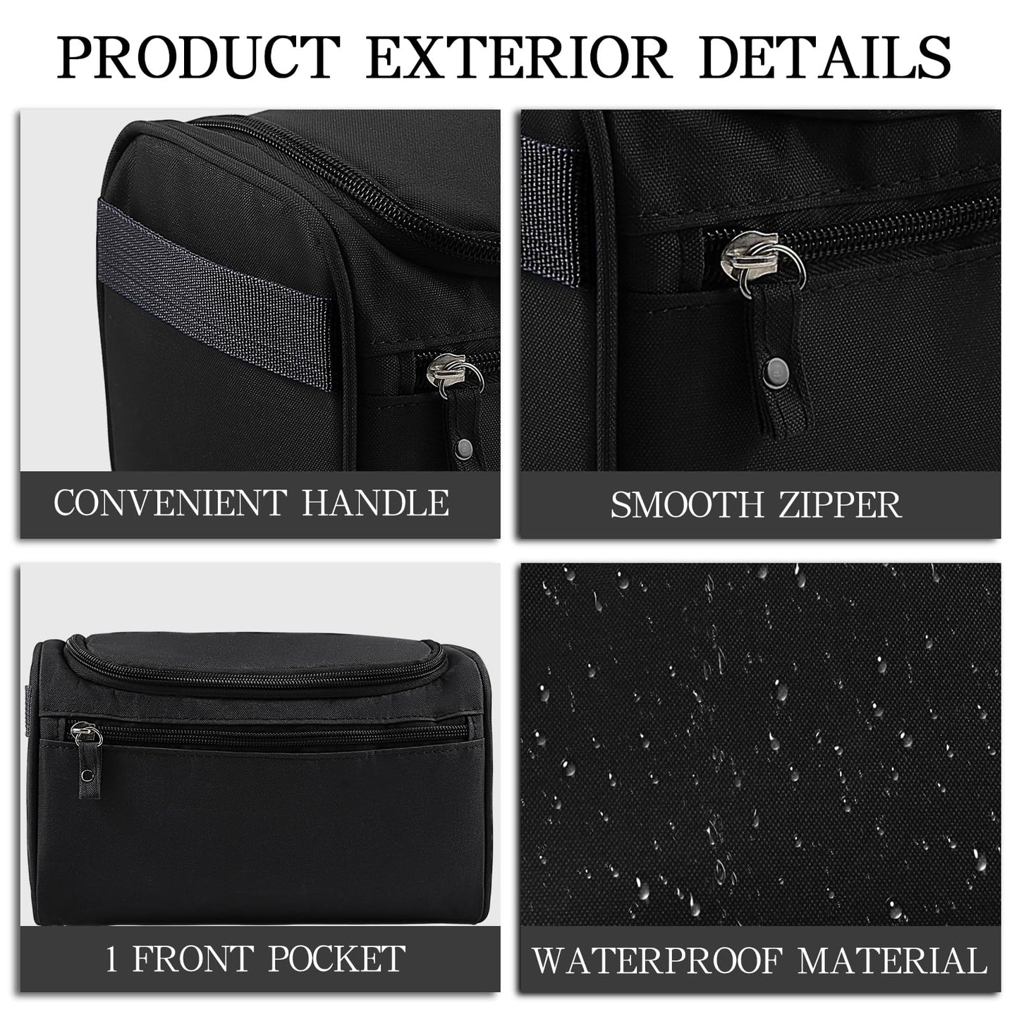 Apooliy Toiletry Bag for Men,Water-resistant Shaving Bag for Toiletries Accessories,Travel Makeup Bag with Divider and Handle(Black)