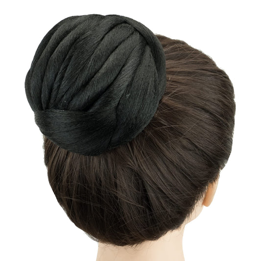 IMISSU Small Size Braided Chignon Dancer Hair Cover Donut Hairpieces Scrunchies Hair Bun Wig Updo Wedding Party for Women (M4 Black)