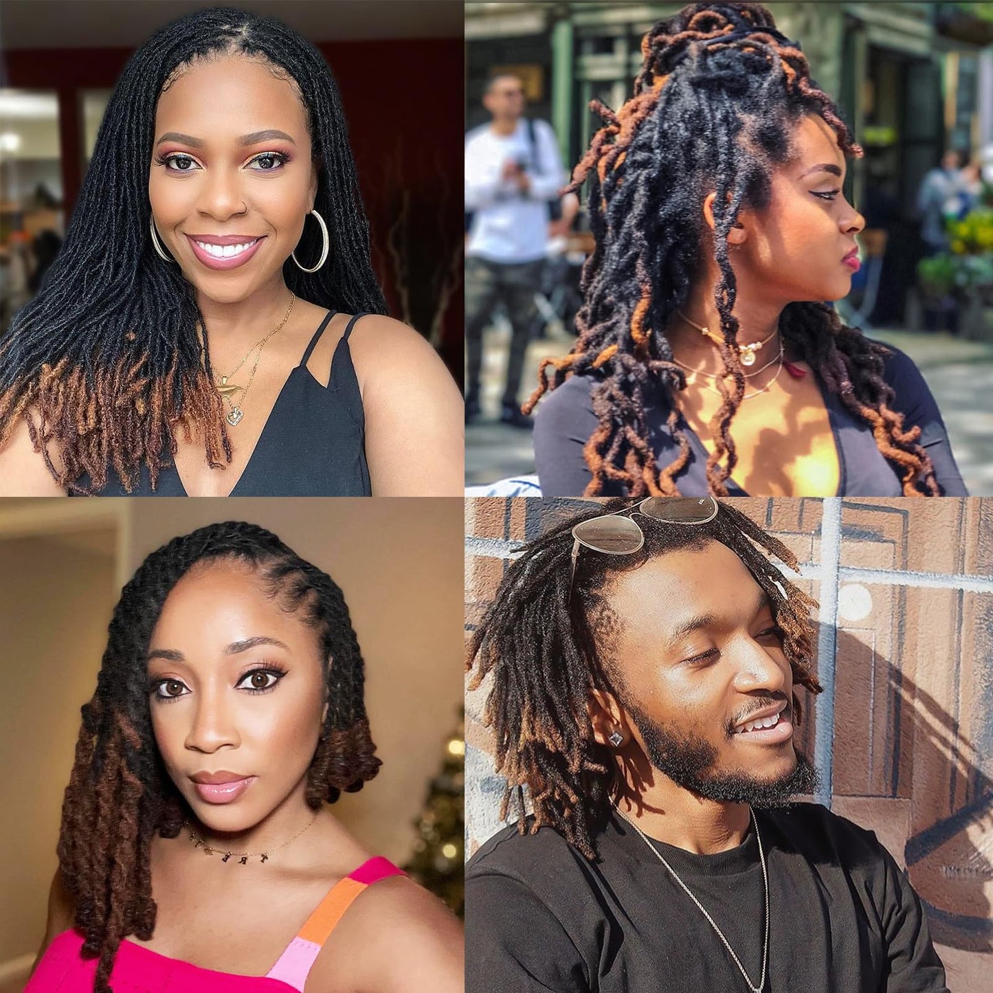 KYNLEY 0.6cm Permanent Loc Extensions Human Hair 30 Strands 8 inch Real Dreads Extensions Human Hair Dreadlock Extensions for Men Ombre Color T1B/30