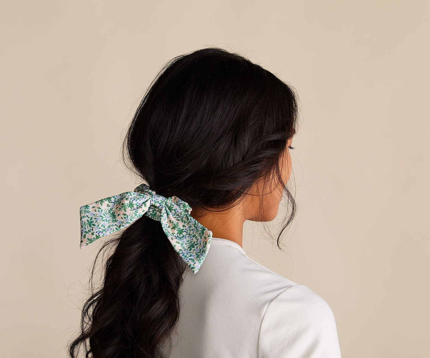 RIFLE PAPER CO. Lottie Scrunchie | Silky Floral Scarf Tie For Hair. (3.5" Soft Elastic Band), Ponytail Holder or Wrist Accessory. Perfect for Mom, Daughter or Friend