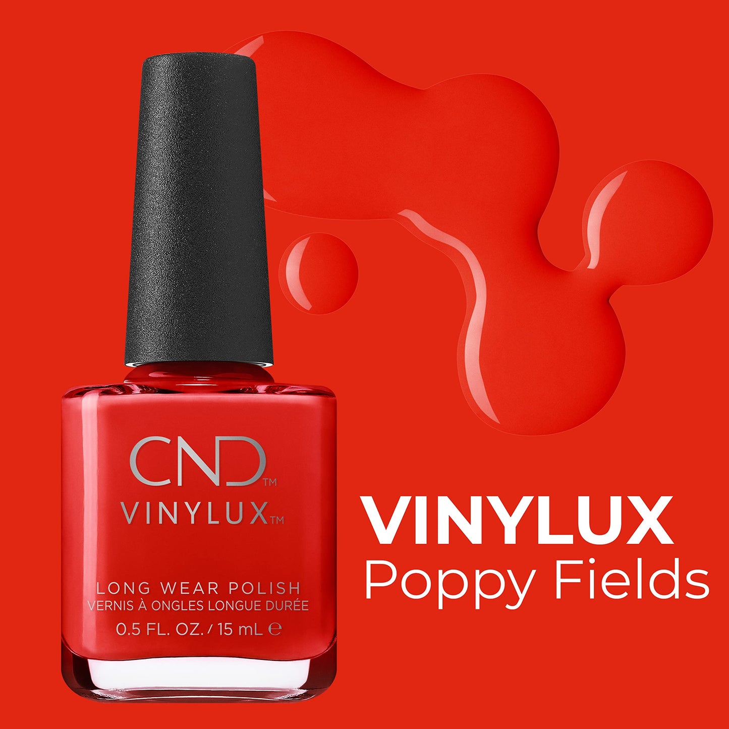 CND Vinylux Longwear Red Nail Polish, Gel-like Shine & Chip Resistant Color, Poppy Fields, 0.5 fl. oz