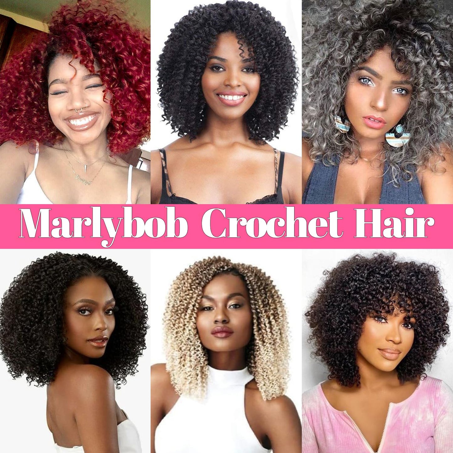 12 Inch Short Passion Twist Marlybob Crochet Hair 6 Bundles Kinky Curly Short Crochet Braids Twist Crochet Braiding Hair (6 Bundles 12 Inch, 1B/27#)