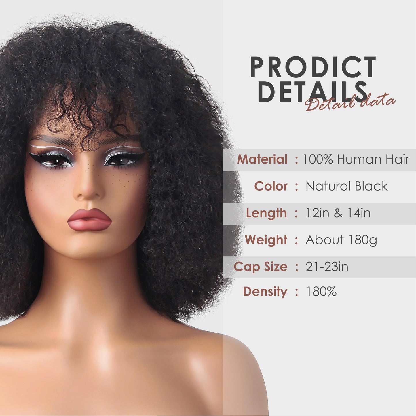 HAIRHOBBY Short Curly Wig Human Hair with Bangs, 12 Inch Water Wave Guleless Bob Wig Wear and Go Wigs for Black Woman Closure Natural Virgin Remy Hair 180% Density