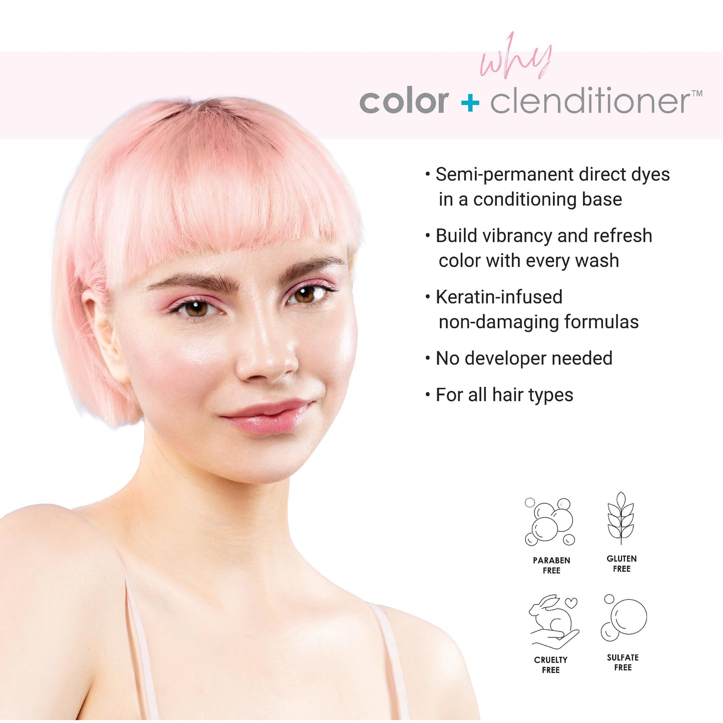 Keracolor Clenditioner LIGHT PINK Hair Dye - Semi Permanent Hair Color Depositing Conditioner, Cruelty-free, 12 Fl. Oz.