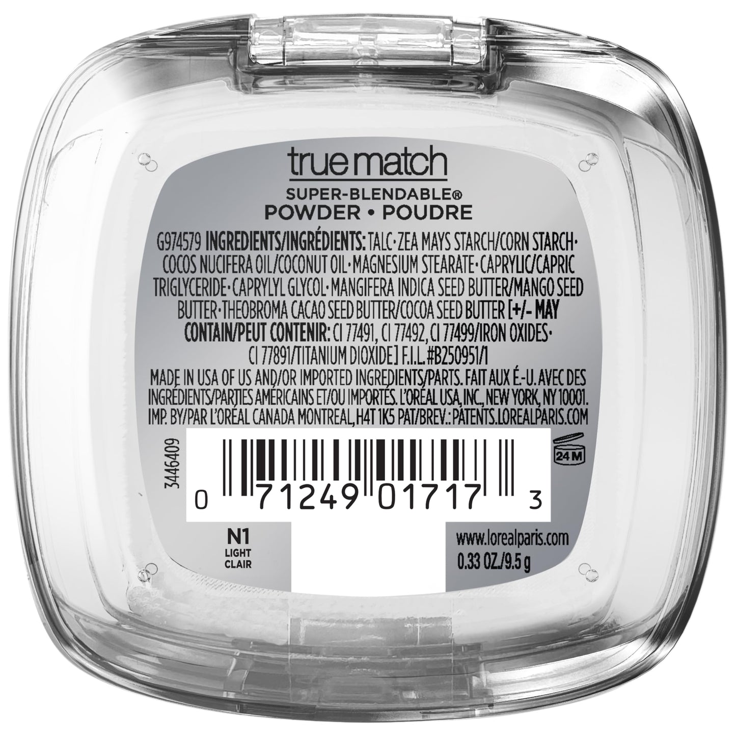 L'Oreal Paris True Match Super Blendable Oil Free Foundation Powder, N1 Light, 0.33 oz, Packaging May Vary