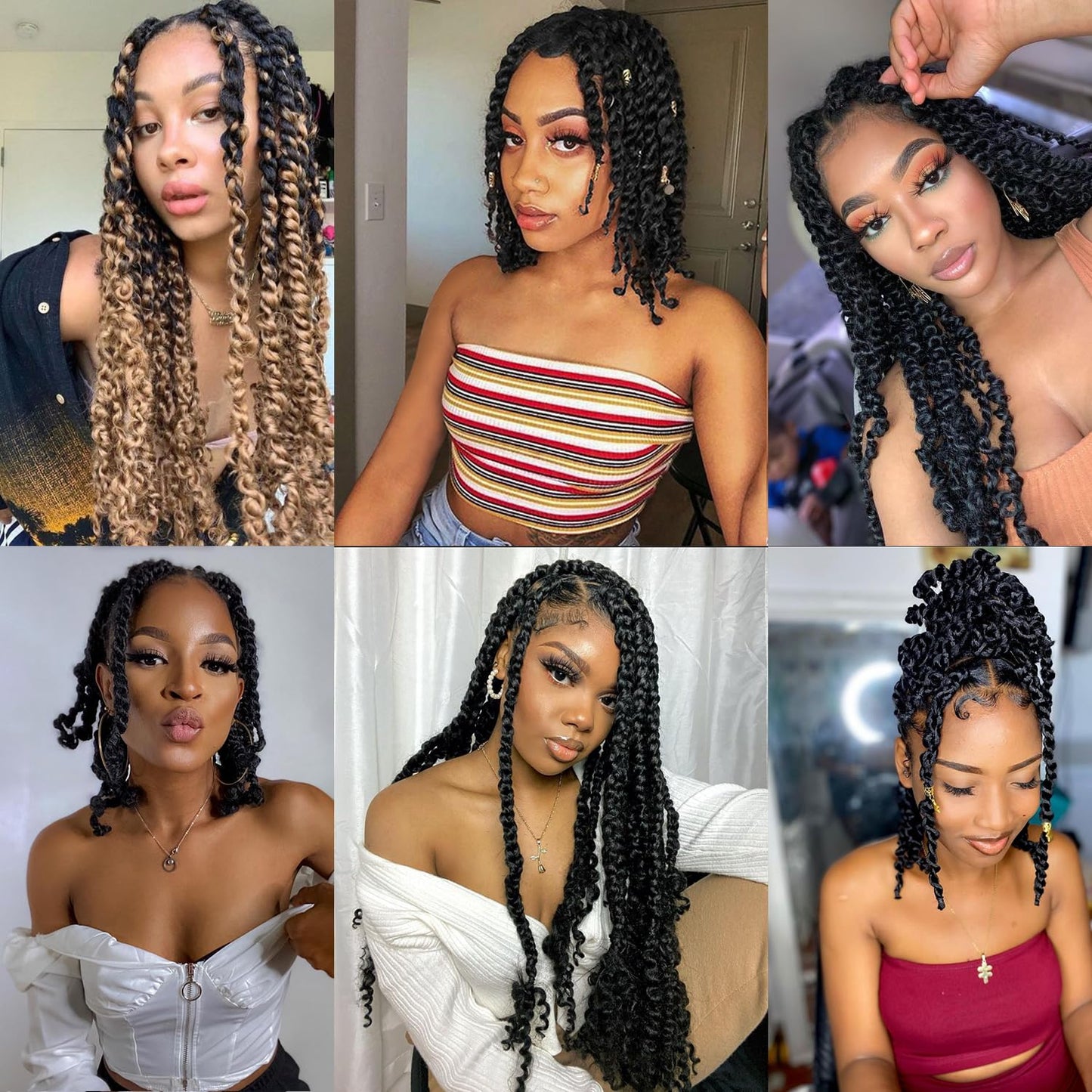 Pre-twisted Passion Twist Crochet Hair Pretwisted Crochet Braids Hair for Black Women Bohemian Pre-looped Braiding Hair Extensions (10 Inch (Pack of 8), 1B/27)