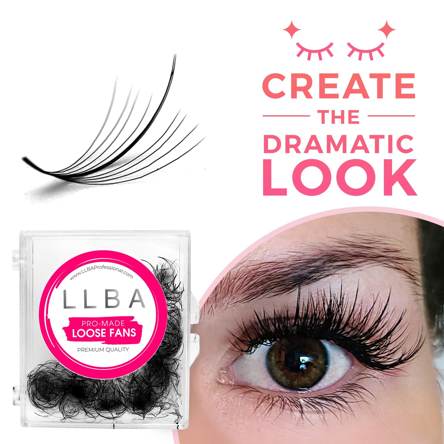 LLBA Promade Wispy Lash Extensions 9D 0.05, 100% Handmade Eyelashes Volume Fans, C Cc D Curls, 9-17 Mm Length, Long-Lasting, Easy Application (D 9 mm)