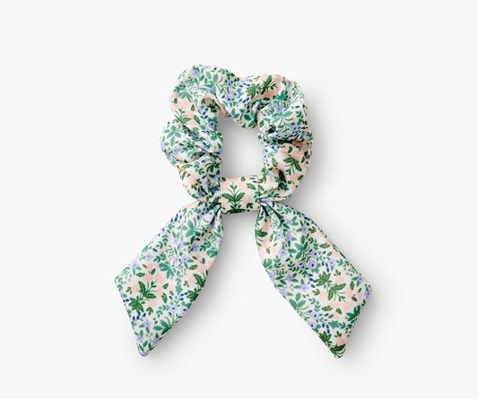 RIFLE PAPER CO. Lottie Scrunchie | Silky Floral Scarf Tie For Hair. (3.5" Soft Elastic Band), Ponytail Holder or Wrist Accessory. Perfect for Mom, Daughter or Friend