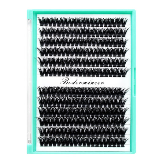 Bodermincer Black/Colored Cluster Lashes 240pcs 20D/40D DIY Eyelash Extension D Curl Long Individual Lashes Mixed Tray Faux Mink Lash Clusters Extensions 8-22mm (80D-16MM)