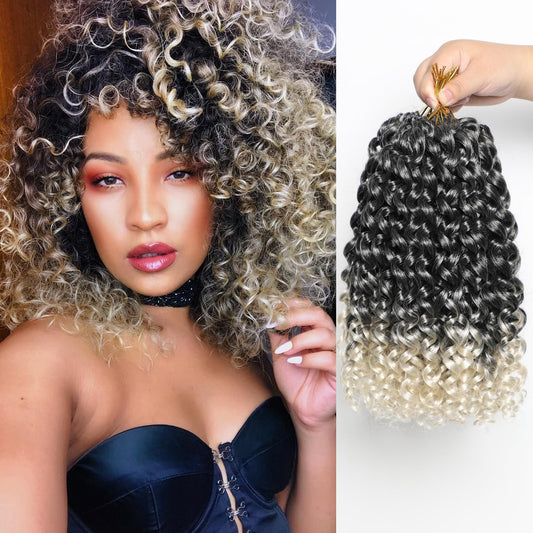 VIOLET 10Inch Gogo Curl Crochet Hair 8Packs Short Water Wave Crochet Hair Loose Wave Crochet Hair for Black Women(10 Inch, Packs of 8, T1B/Gray)