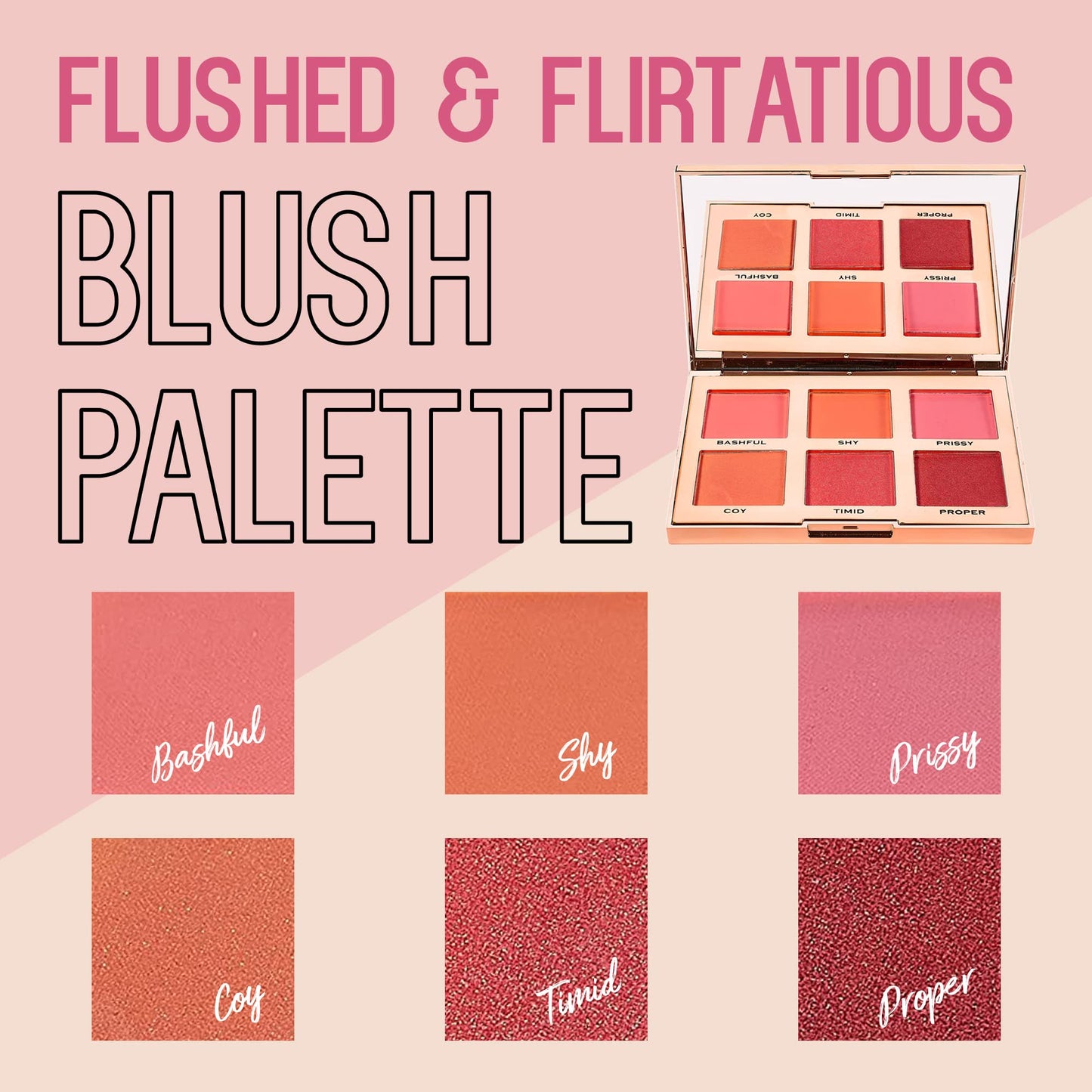 Skone Flushed & Flirtatious Make up Blush Palette - Blush Makeup as Eyeshadow, Blush, Highlighter in One Palette - Matte & Shimmer Glow of Pink & Peach Colors of Professional-grade Formula Cosmetics