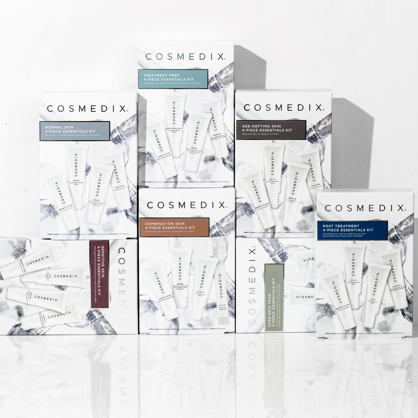 COSMEDIX Starter Kit - 4-Piece Travel Size Skin Care Kit - Features Best Sellers on Amazon for Skincare - Includes Gentle Face Cleanser, Face Serum, SPF Sunscreen and Hydrating Face Moisturizer