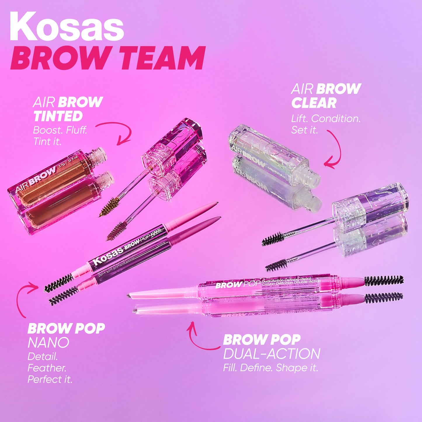 Kosas Brow Pop Nano - Ultra-Fine 1mm Brow Pencil Precision Tip - Natural-Looking Eyebrows with Finest Hairlike Stroke - All Day Wear, Hypoallergenic, Safe for Sensitive Skin - Brown Black