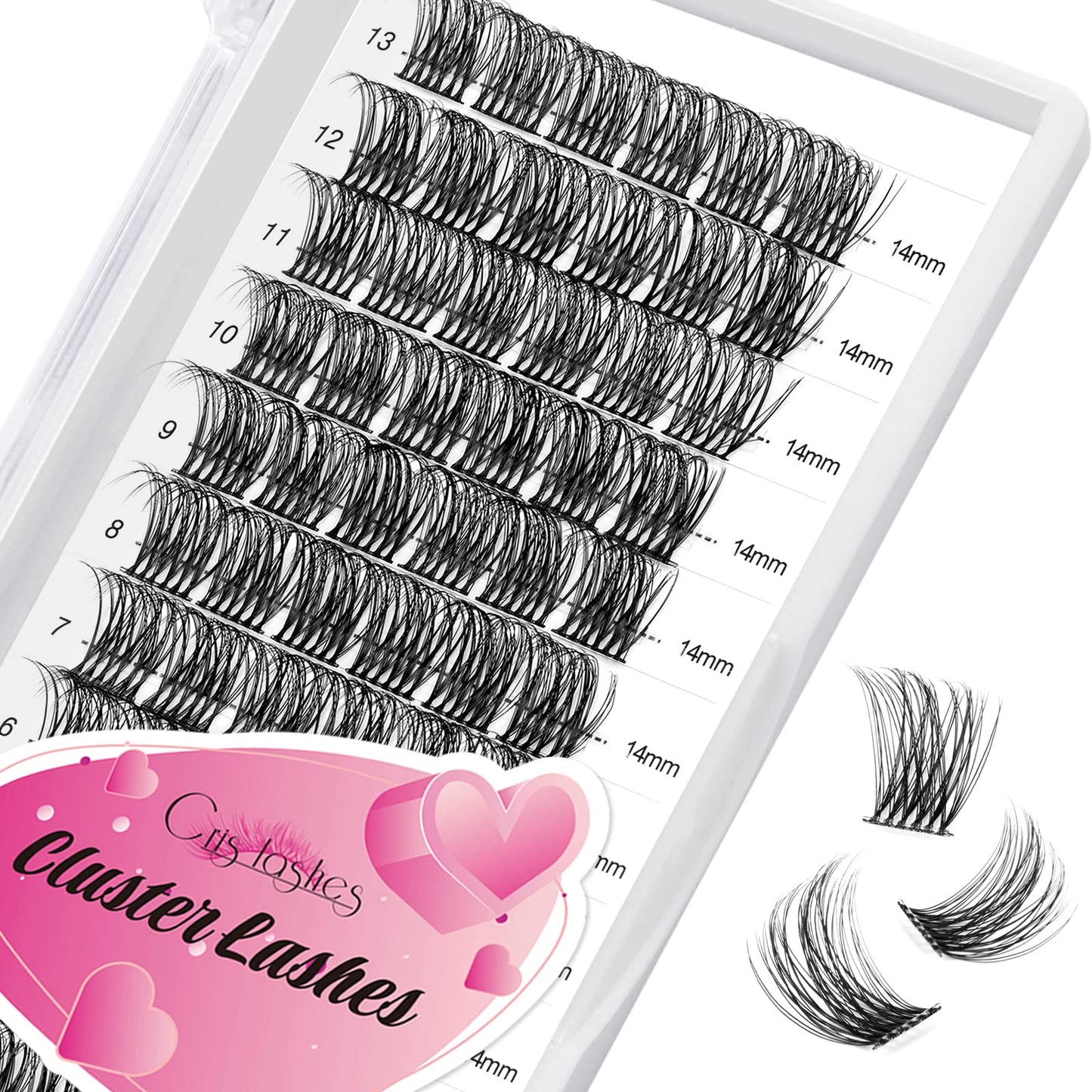 Cluster Lashes, Crislashes Lash Clusters 13 Rows Soft, DIY Eyelash Extensions, 78 PCS Resuable Cluster Eyelash Extensions at Home (F13 14mm)