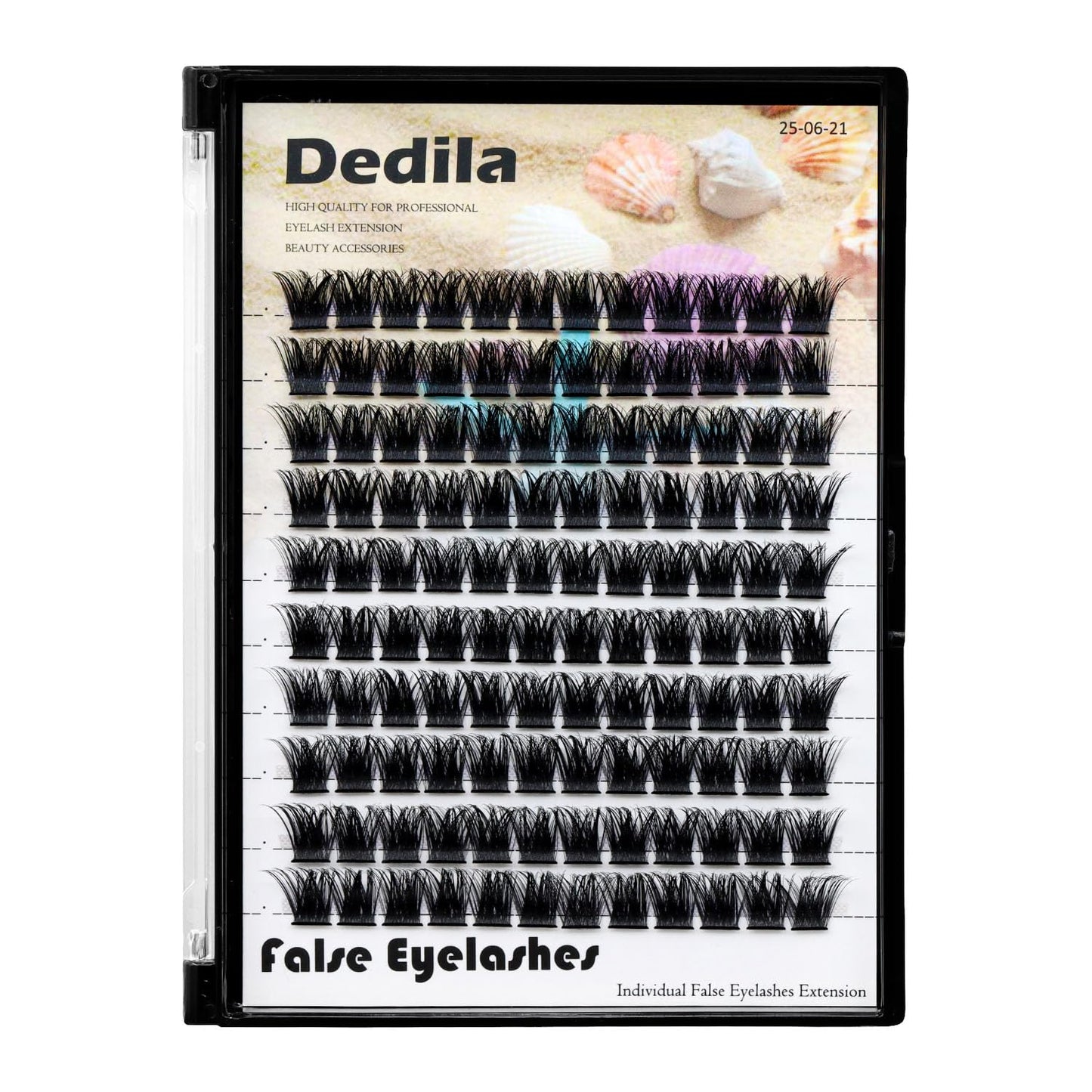 Dedila 120 Clusters Individual False Eyelashes Wide Stem D Curl Handmade Dramatic Black Soft and Light 5D Volume Eye Lashes Extensions Thick Base Women Girls Beauty Tools (16mm)