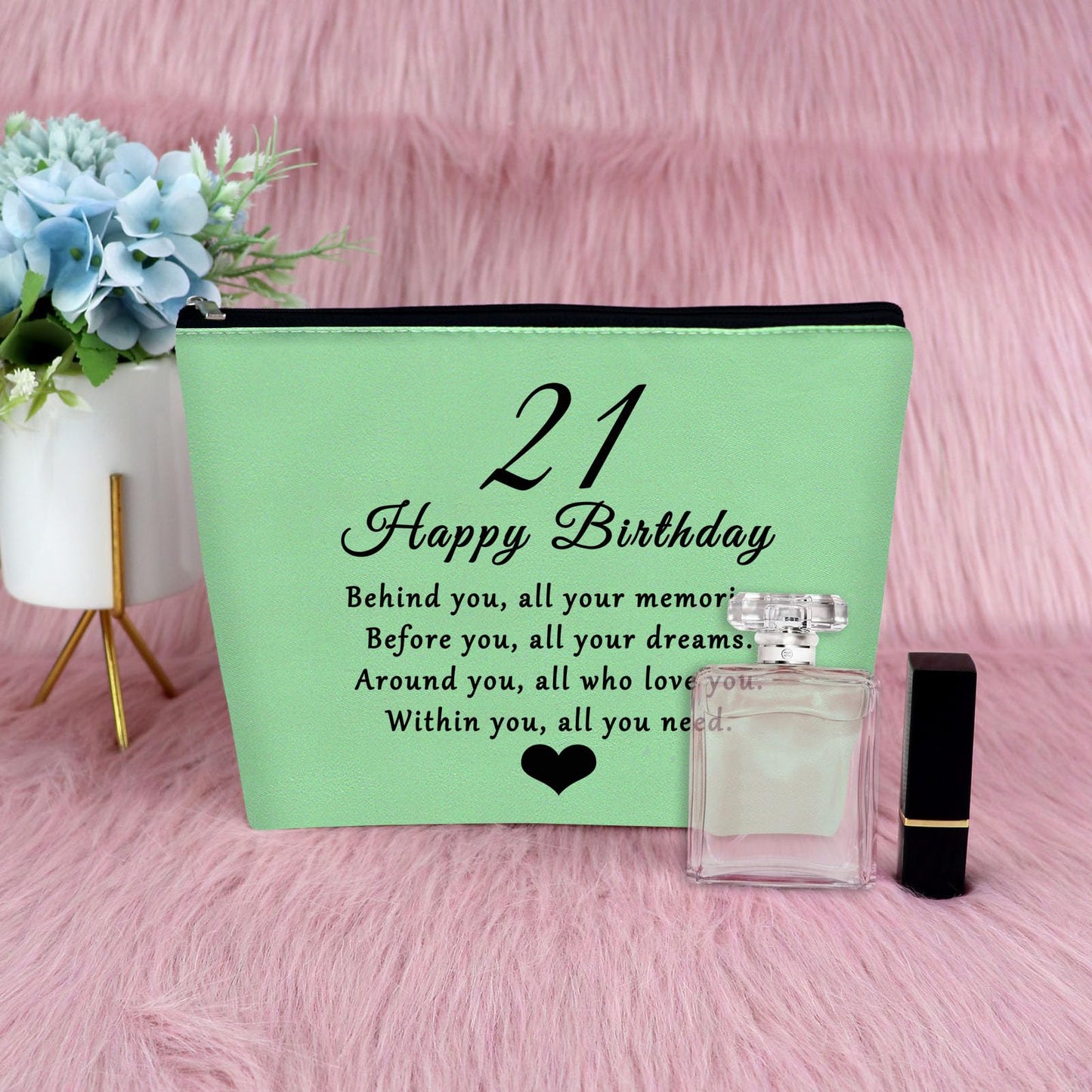 21 Year Old Birthday Gift for Her Makeup Bag 21st Birthday Gift for Women Sweet Birthday Gift for Sister Friend Birthday Party Gift for Her Friendship Gift for Bestie 2Pcs Travel Cosmetic Pouch