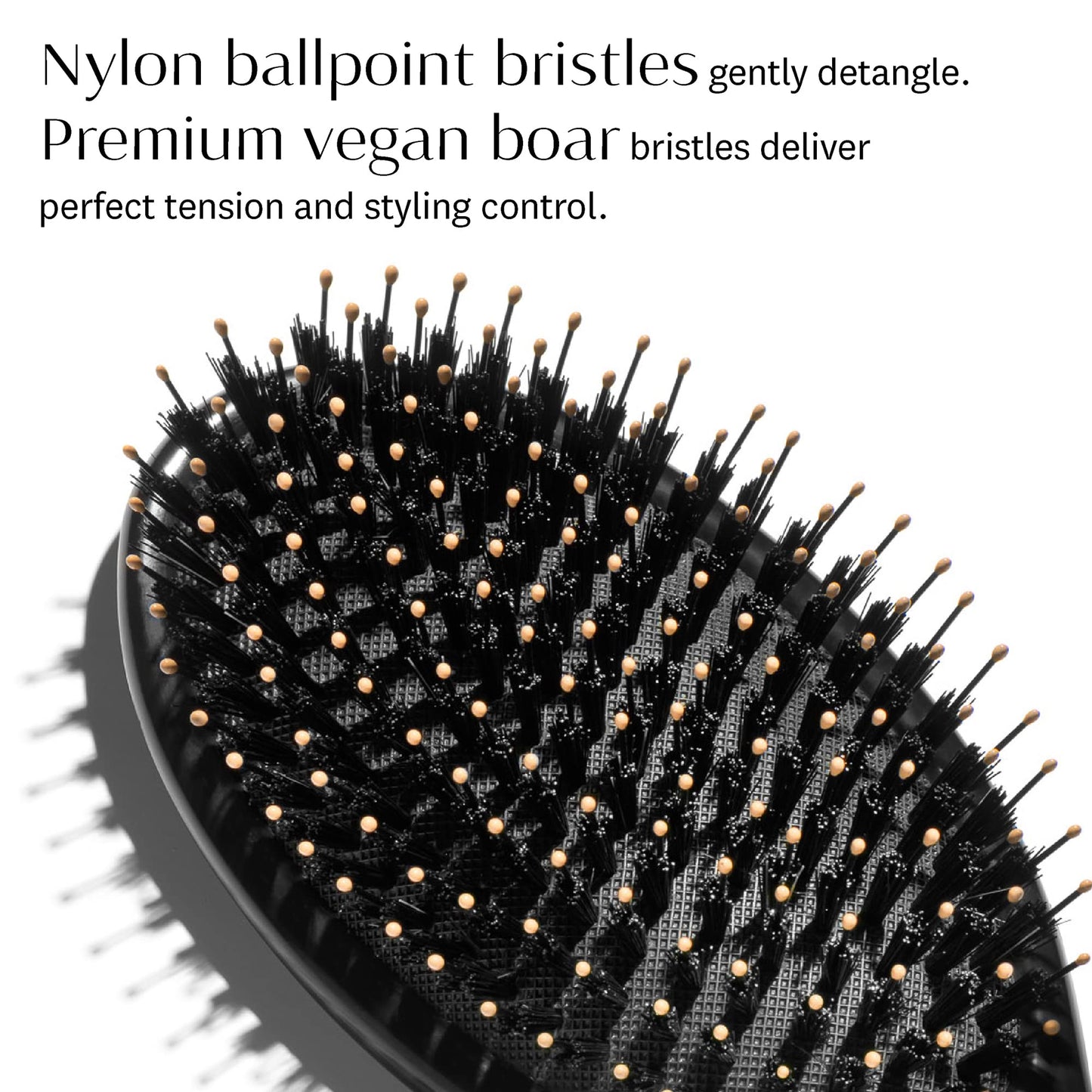 "T3 Polish & Shine Premium Vegan Boar and Nylon Oval Hairbrush with Dual Bristle Design for Smoothing and Detangling"