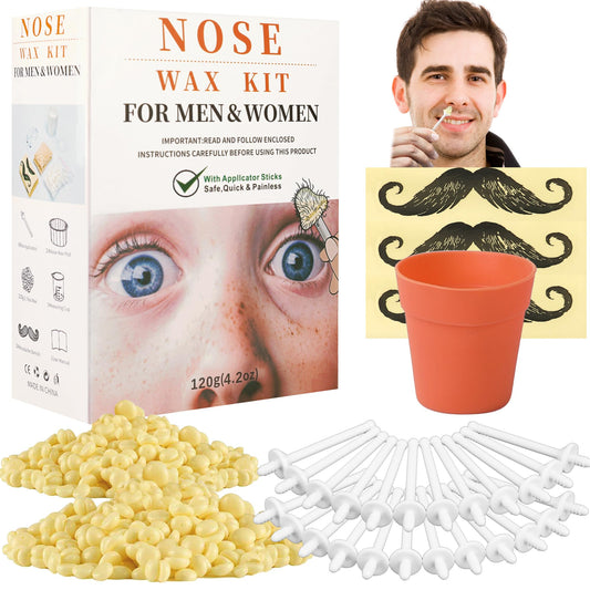 120g Wax Nose Hair Remover | Nose Hair Waxing Kit with 48 Applicators | Long Lasting Kit from CoFashion Nose Hair Wax Kits for Men and Women | Painless Quick & Easy Nose Wax Kit | 24 Mustache Guard