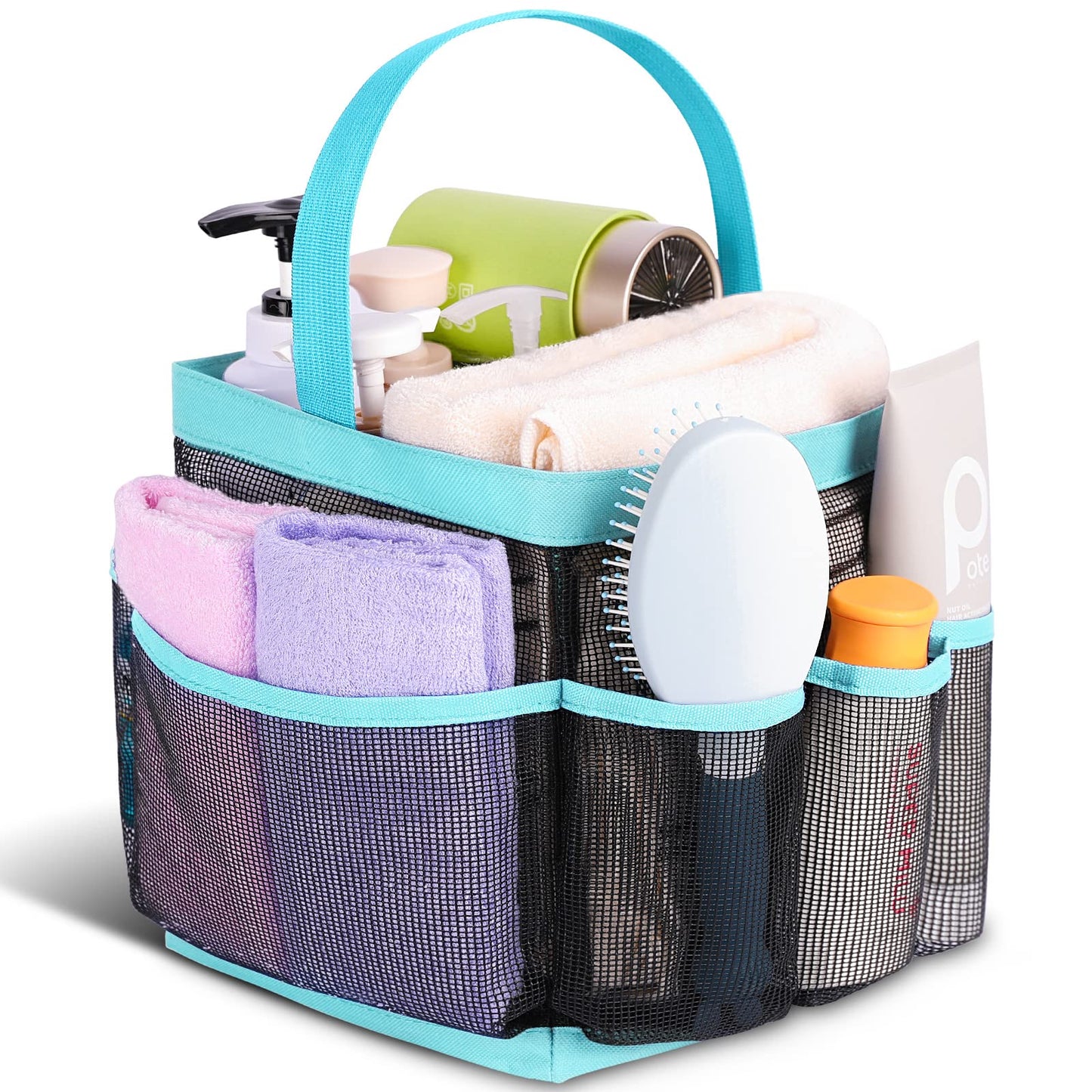 EUDELE Mesh Shower Caddy Portable for College Dorm Room Essentials with 8-Pocket Large Capacity,Shower Bag for Beach,Swimming,Gym,Travel essentials