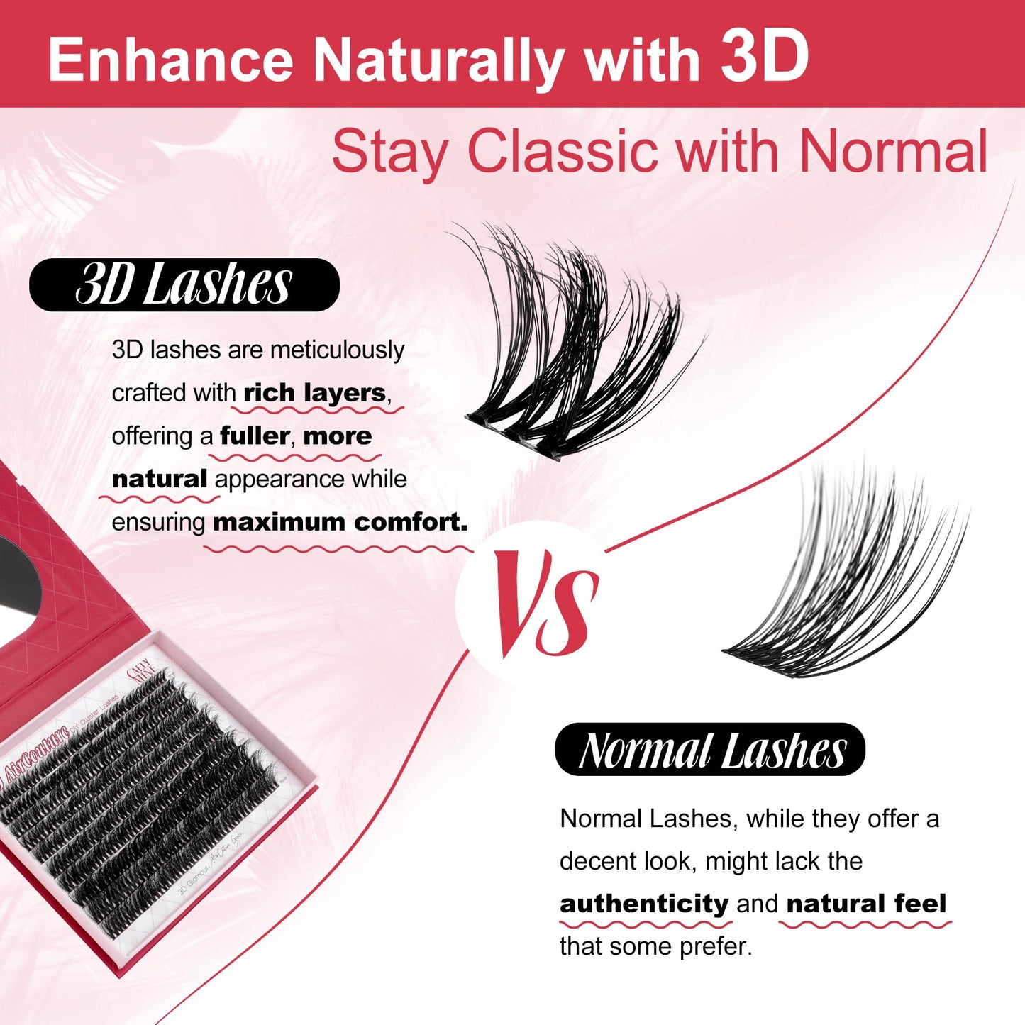 CAELYMINE Lash Clusters 3D Effect Eyelash Clusters Fluffy Cluster Eyelash Extensions Wispy Eyelashes Volume Look With Long Lasting Curl Cluster Lashes (BDD11,10-16mm)