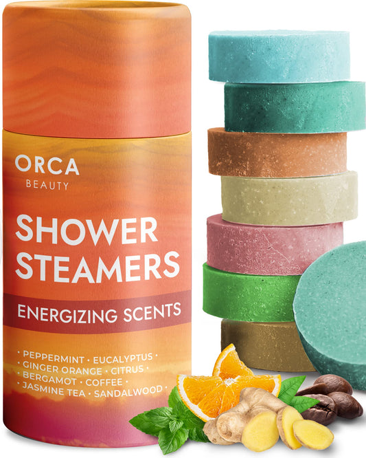 8PC Aromatherapy Shower Steamers - 8 Soothing Scents for Men & Women - Eucalyptus, Menthol & More - Shower Tablets in Gift Box