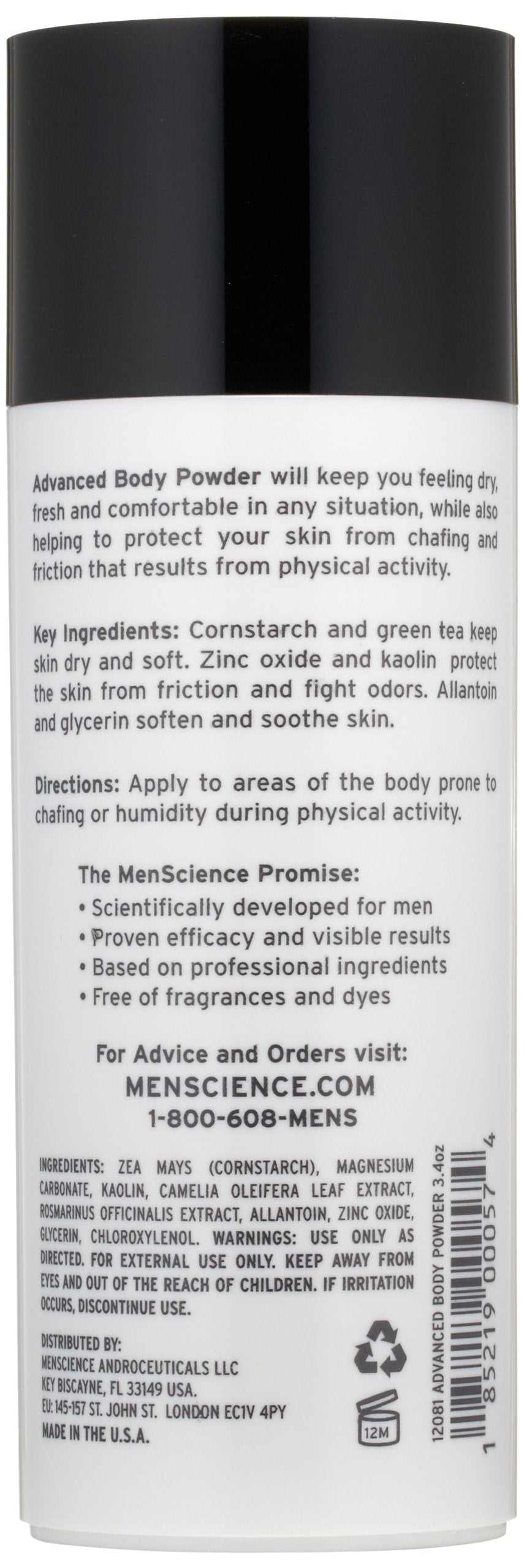 MenScience Androceuticals Advanced Body Powder, 3.4 oz