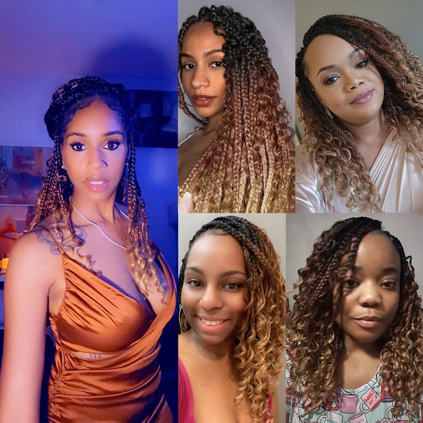 Liang Dian Goddess Box Braids Crochet Hair With Curly Ends 24 Inch 8 Packs Bohomian Braids Hair Crochet Braids for Black Women (24 Inch 1B/30/27)