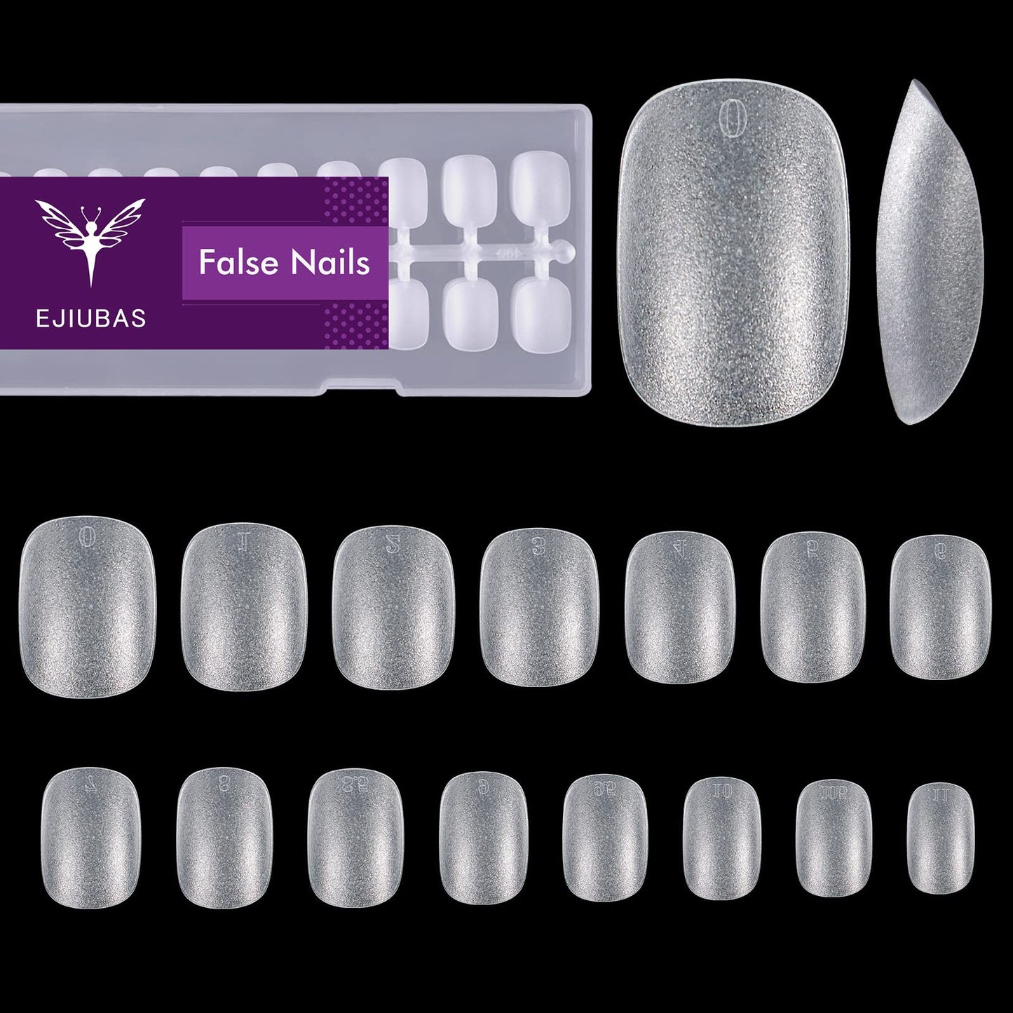 Ejiubas Extra Short Gel Nails, 15 Sizes Pre-buff Finish Full Matte Short Ova Nail Tips, 300Pcs Ultra Fit & Natural Acrylic Nails, Full Cover False Nails with Box for Nail Extensions