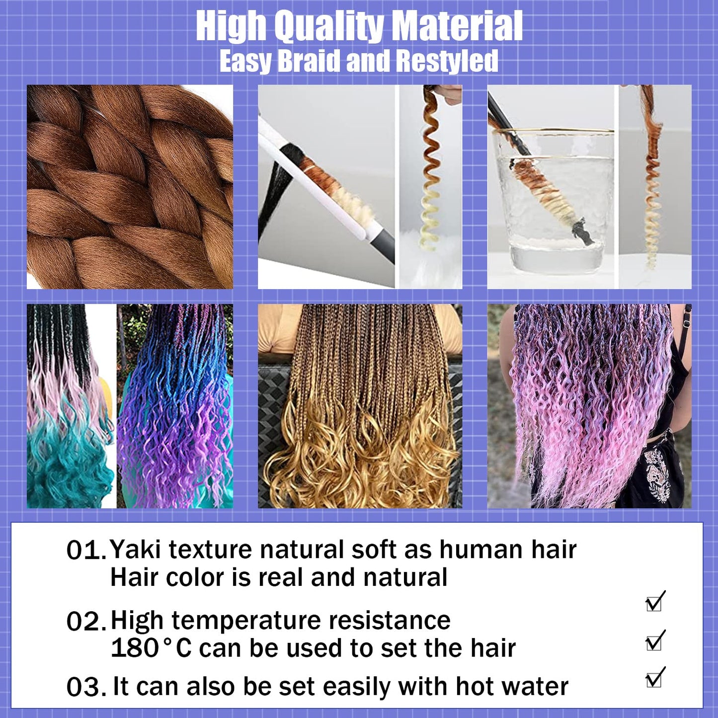 MAYSA Hot Pink Ombre Braiding Hair Extensions Pre stretched Braiding Hair 24 Inch 6Packs Soft Synthetic Braiding Hair Extensions #Black-Hot Pink